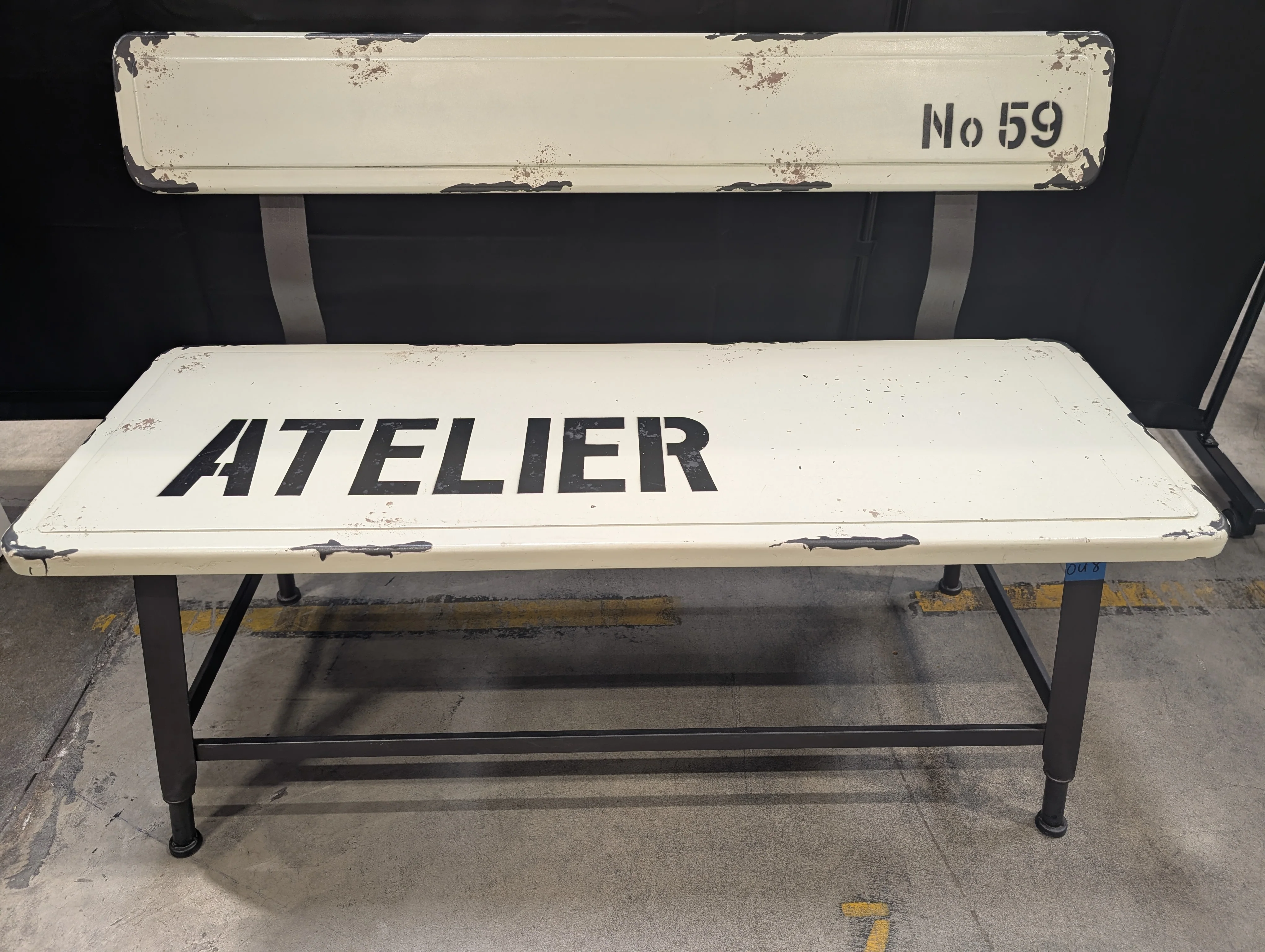 Industrial Style ATELIER Metal Bench with Backrest - Image 4