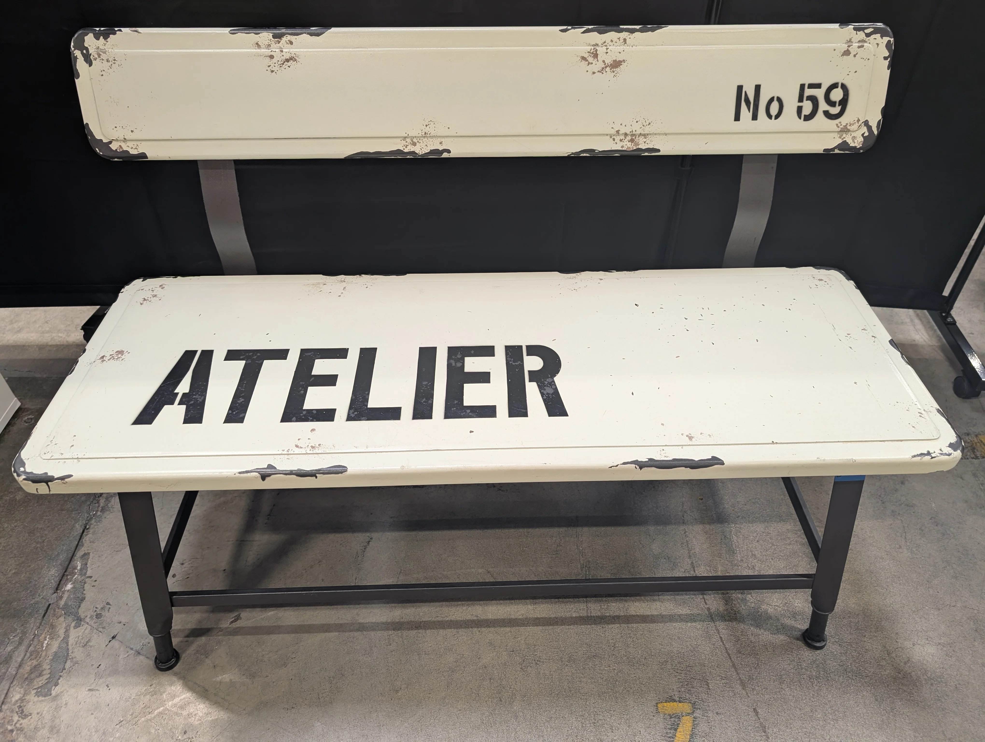 Industrial Style ATELIER Metal Bench with Backrest - Image 5