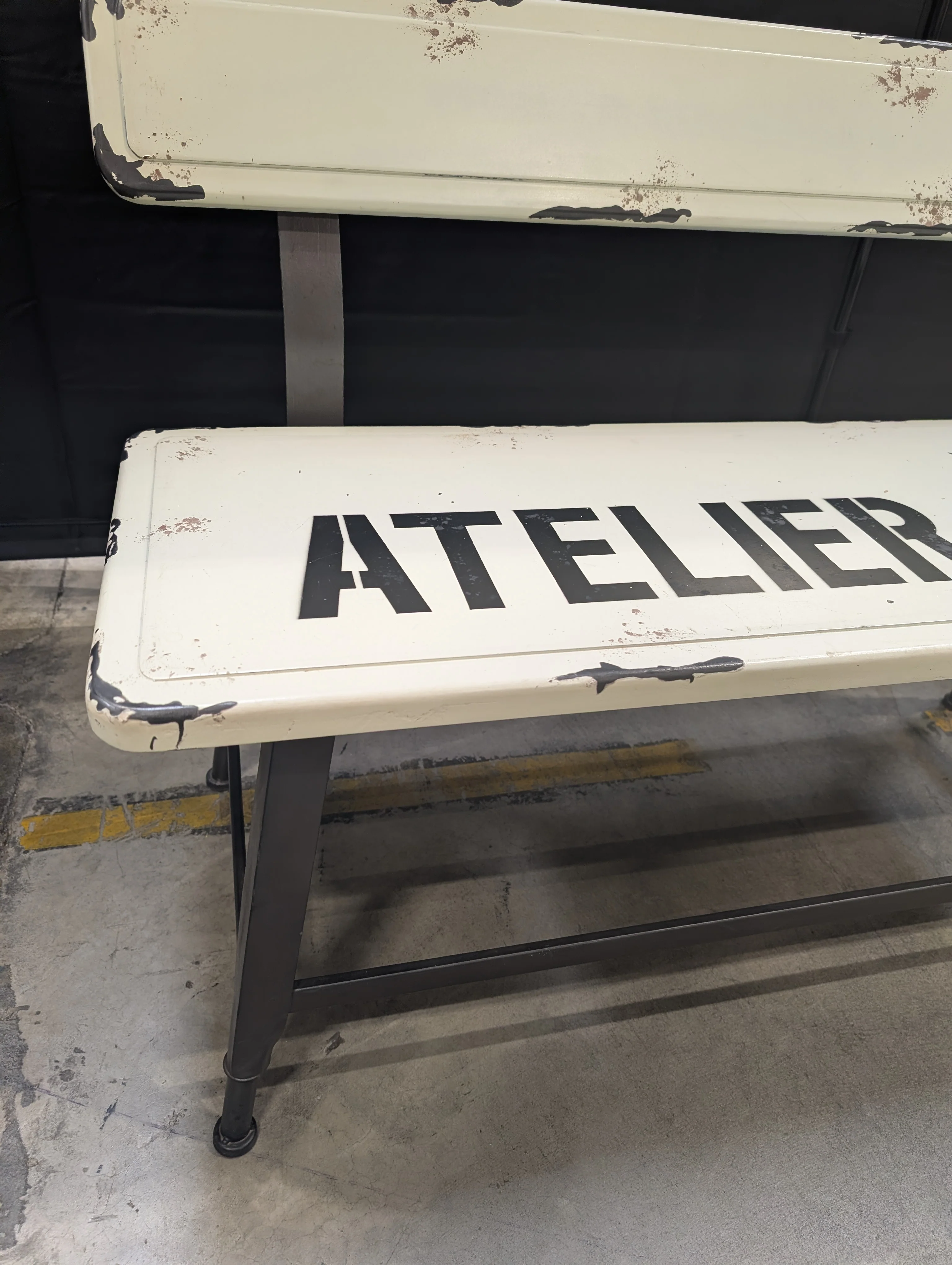 Industrial Style ATELIER Metal Bench with Backrest - Image 6