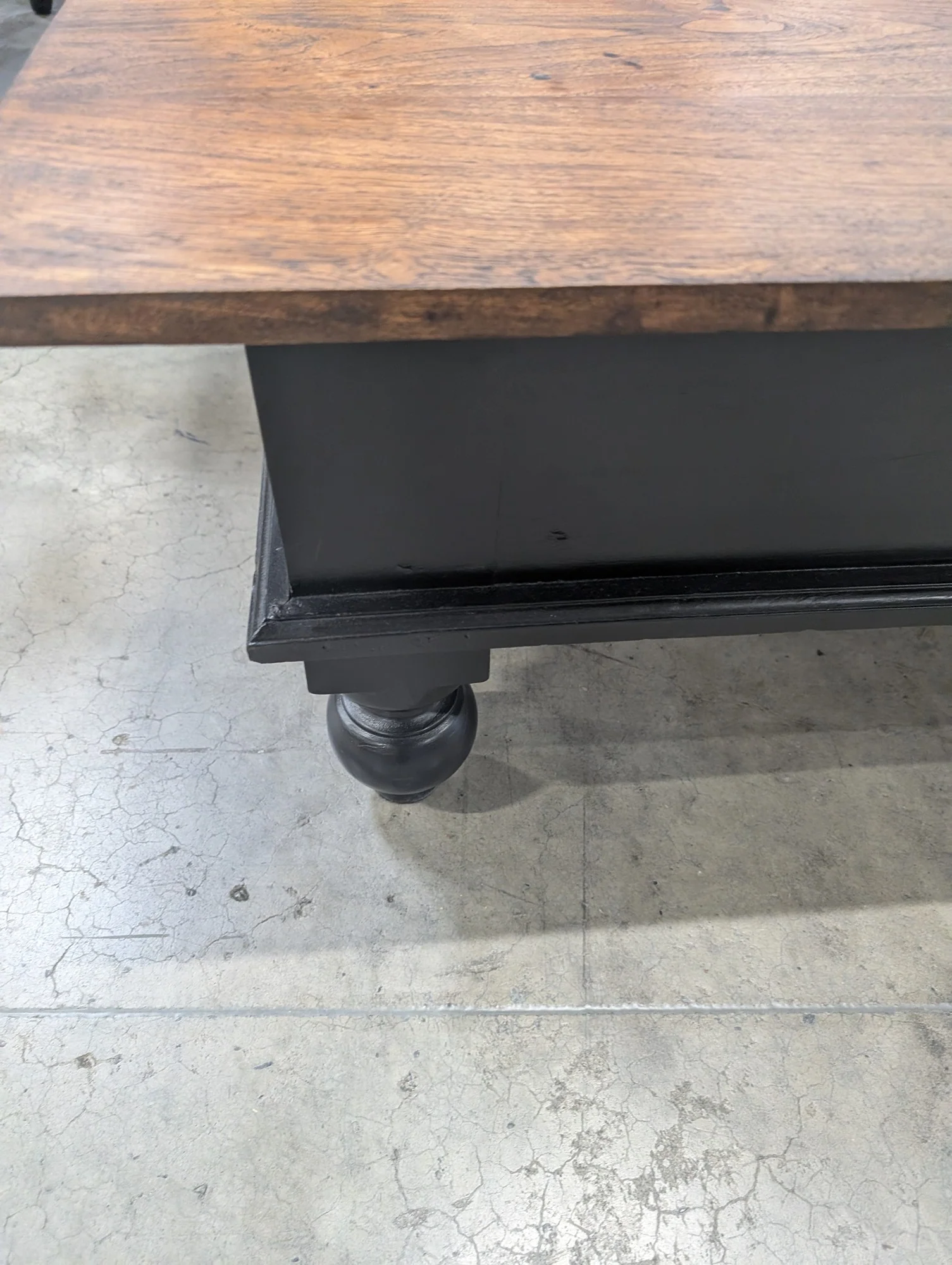 Rustic Wood Top Coffee Table with Black Base and Storage Drawer - Image 3