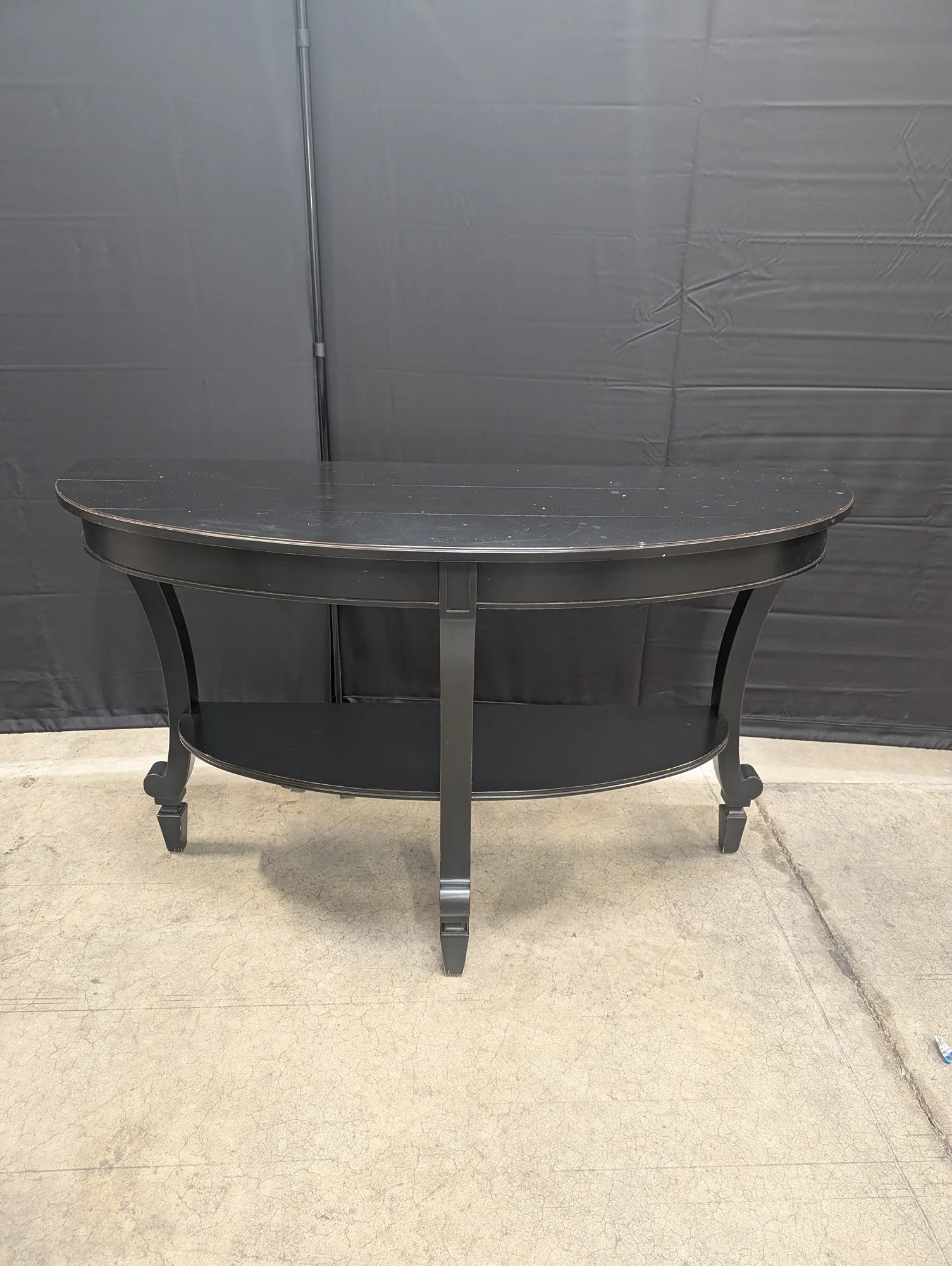 Black Demilune Console Table with Lower Shelf - Image 4