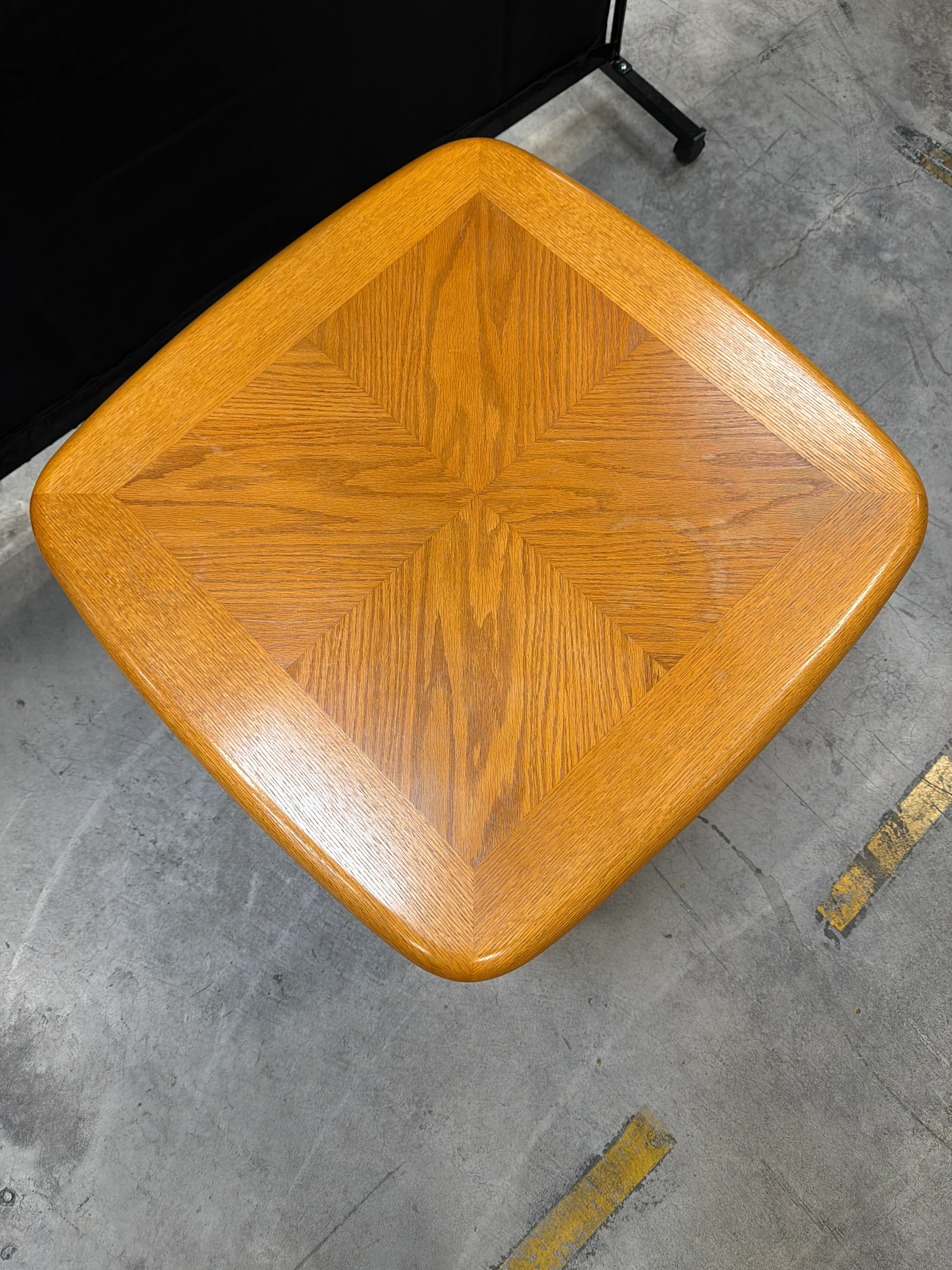 Square Wood Side Table with Geometric Top Design - Image 4