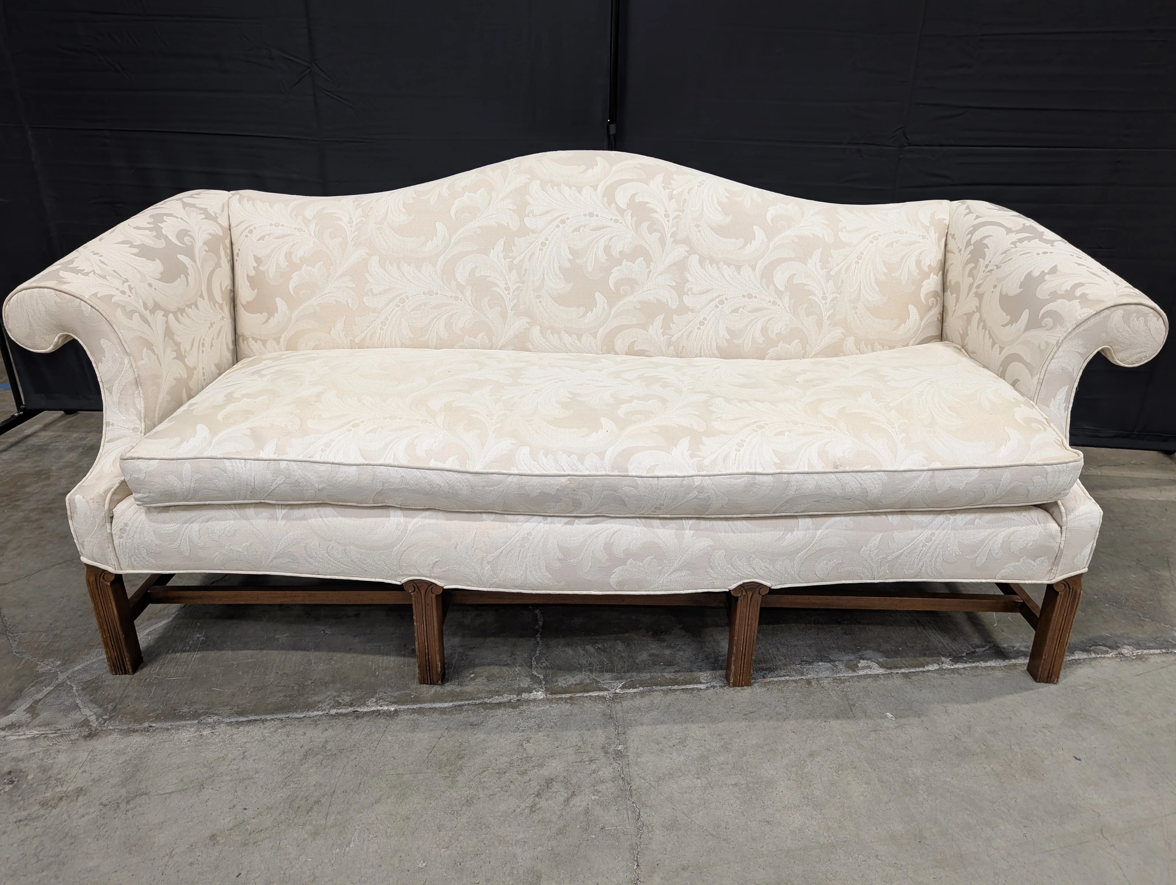 Cream Patterned Upholstered Settee Sofa - Image 3