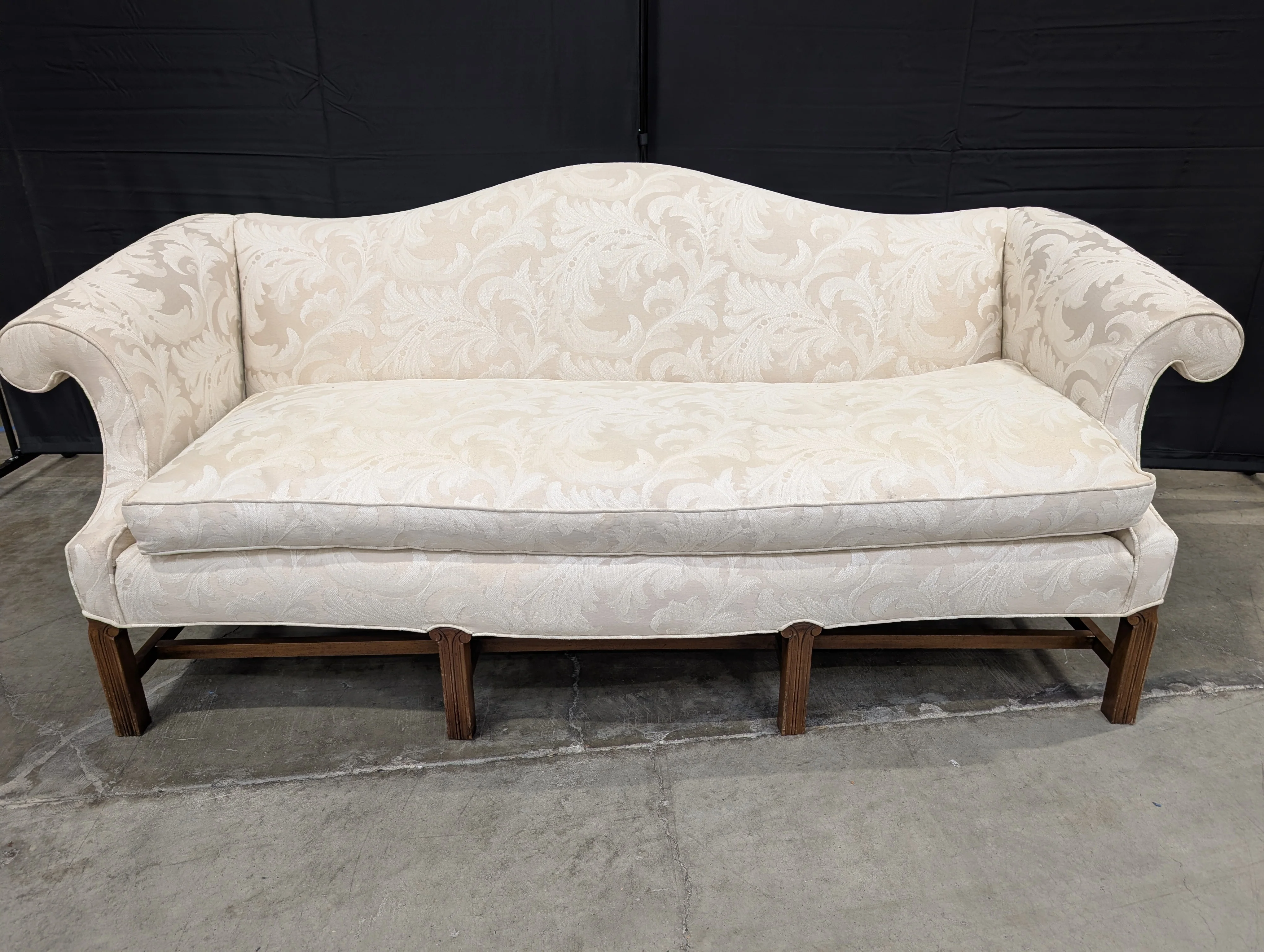 Cream Patterned Upholstered Settee Sofa - Image 4