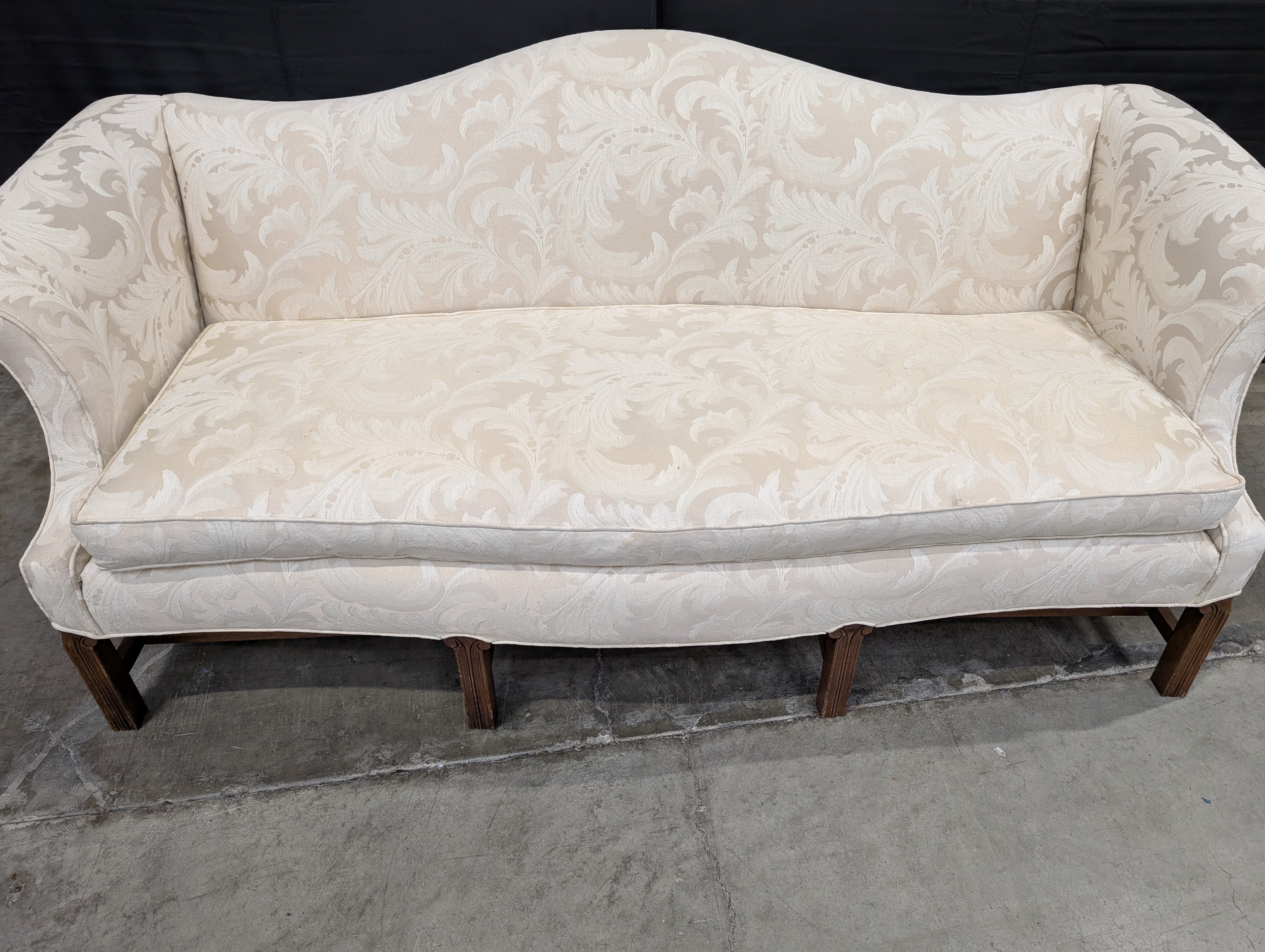 Cream Patterned Upholstered Settee Sofa - Image 5