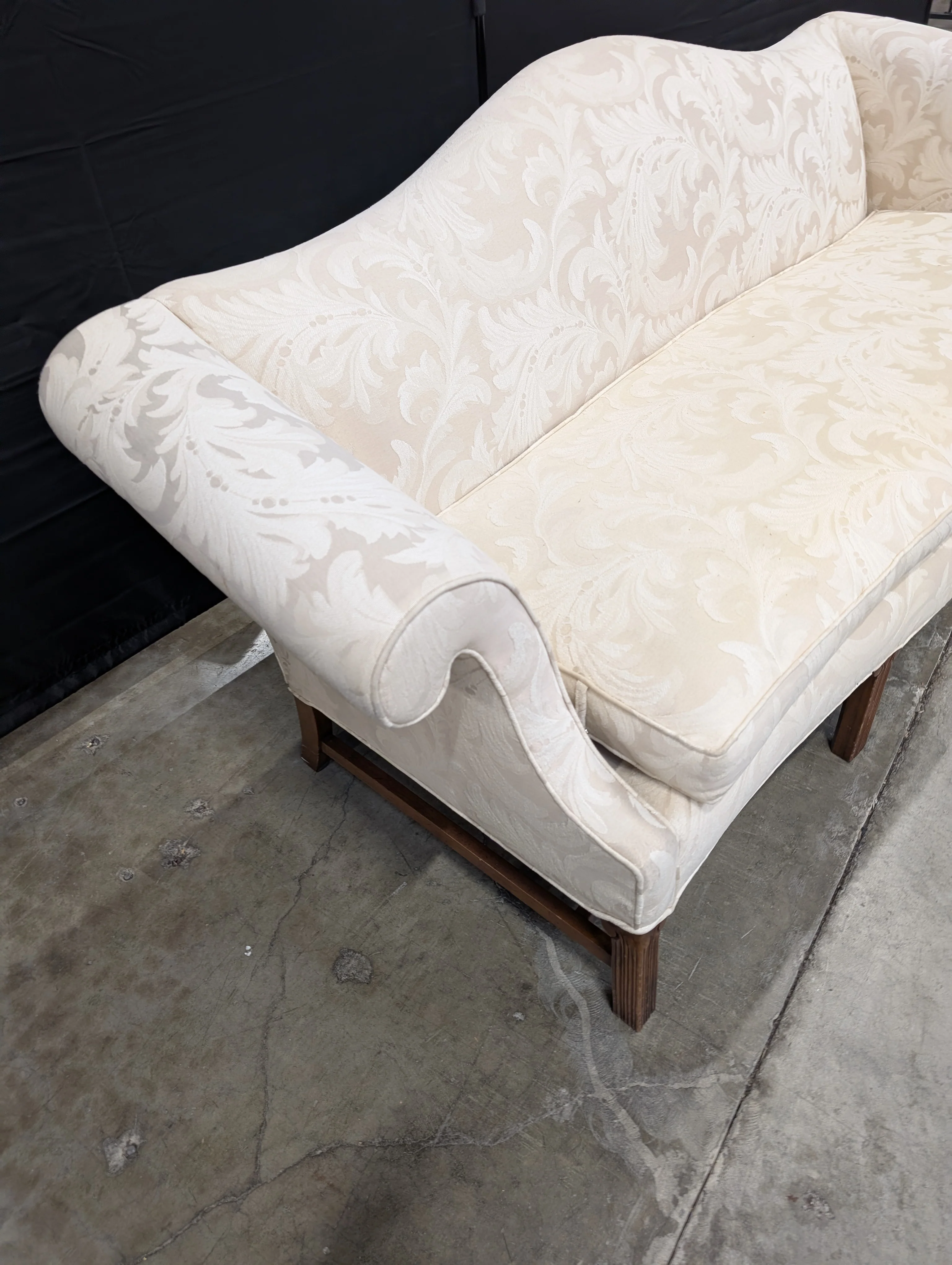Cream Patterned Upholstered Settee Sofa - Image 6