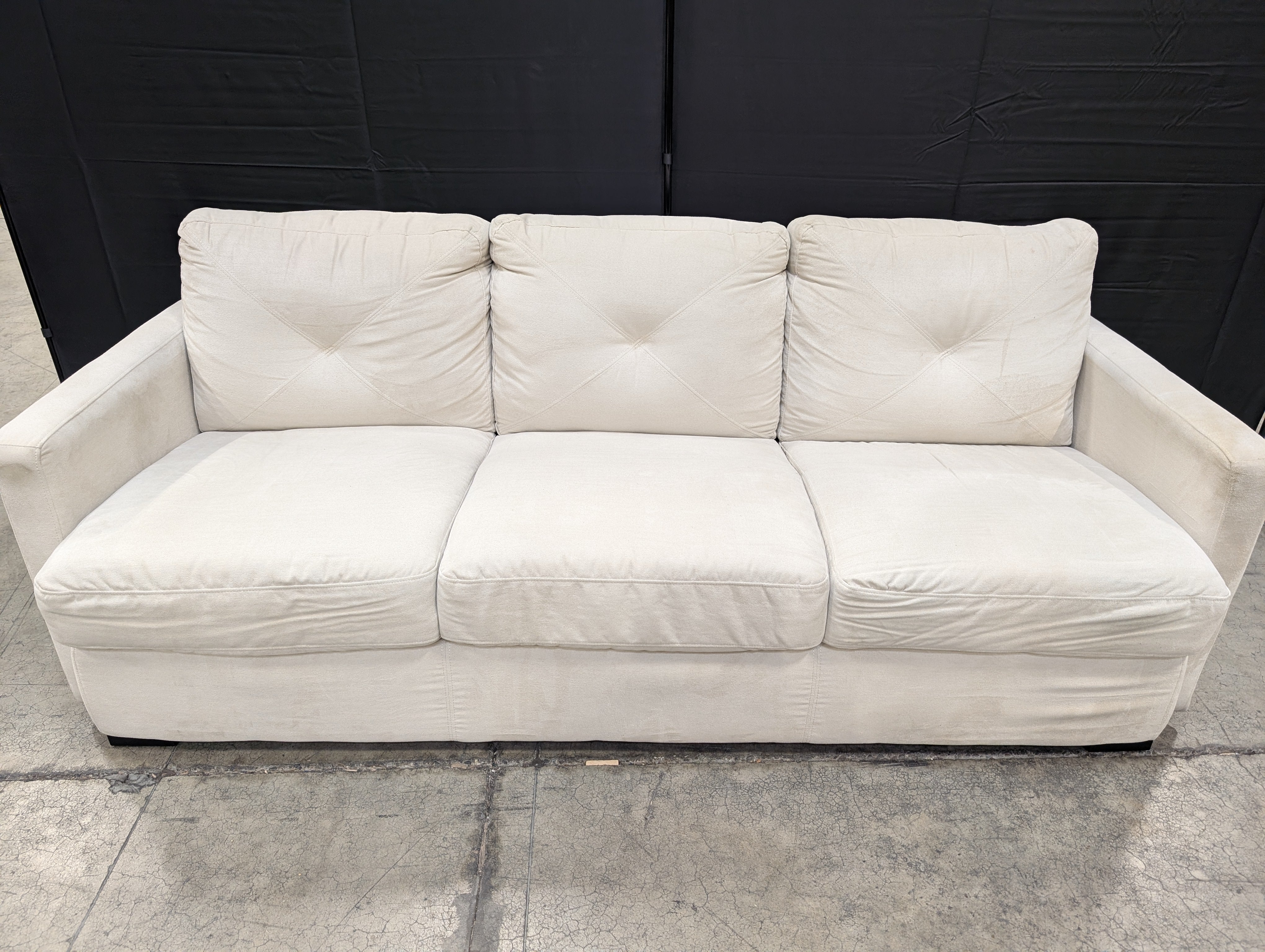 Spacious Light Beige Fabric Three-Seater Sofa - Image 2