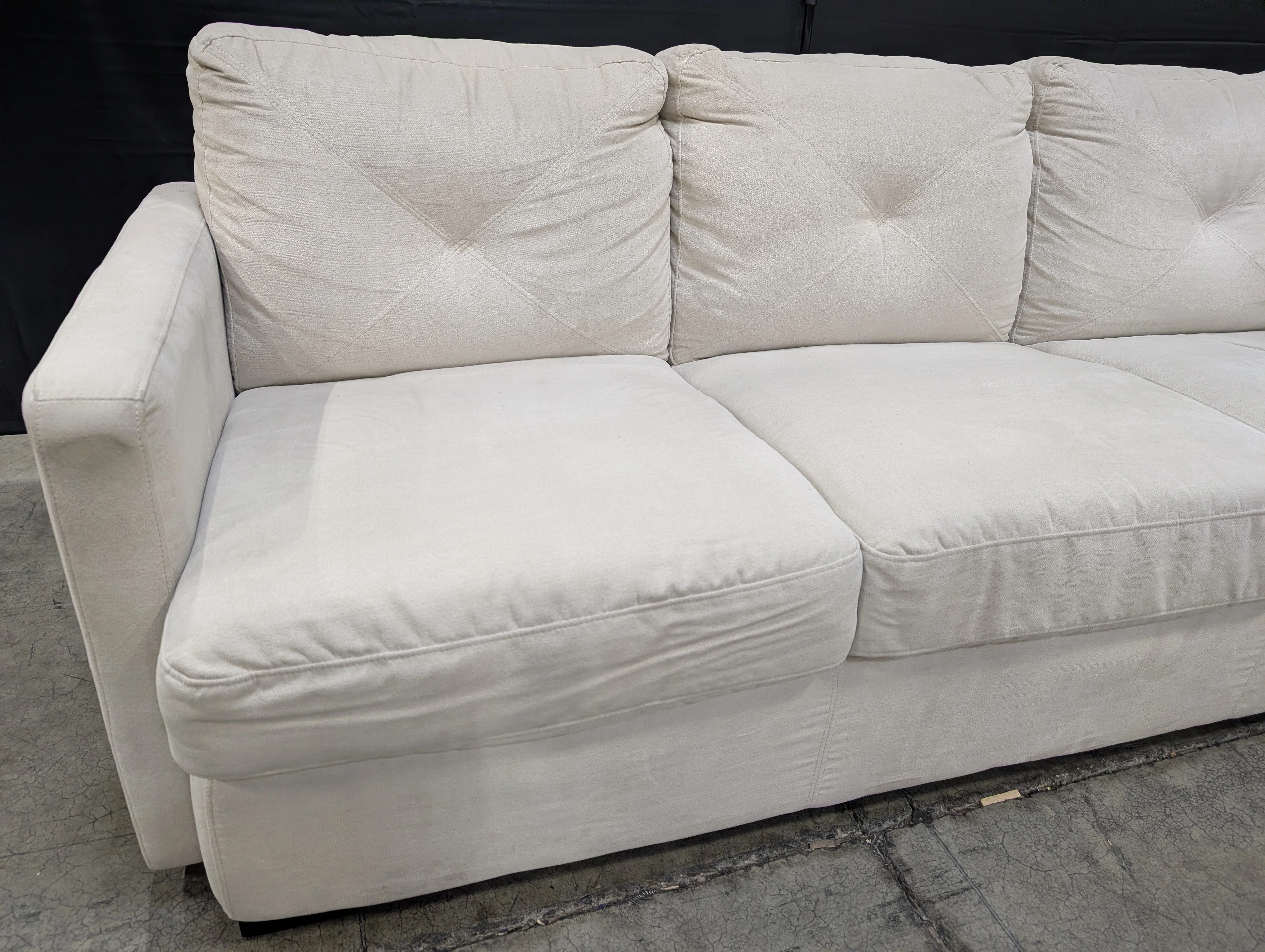Spacious Light Beige Fabric Three-Seater Sofa - Image 3