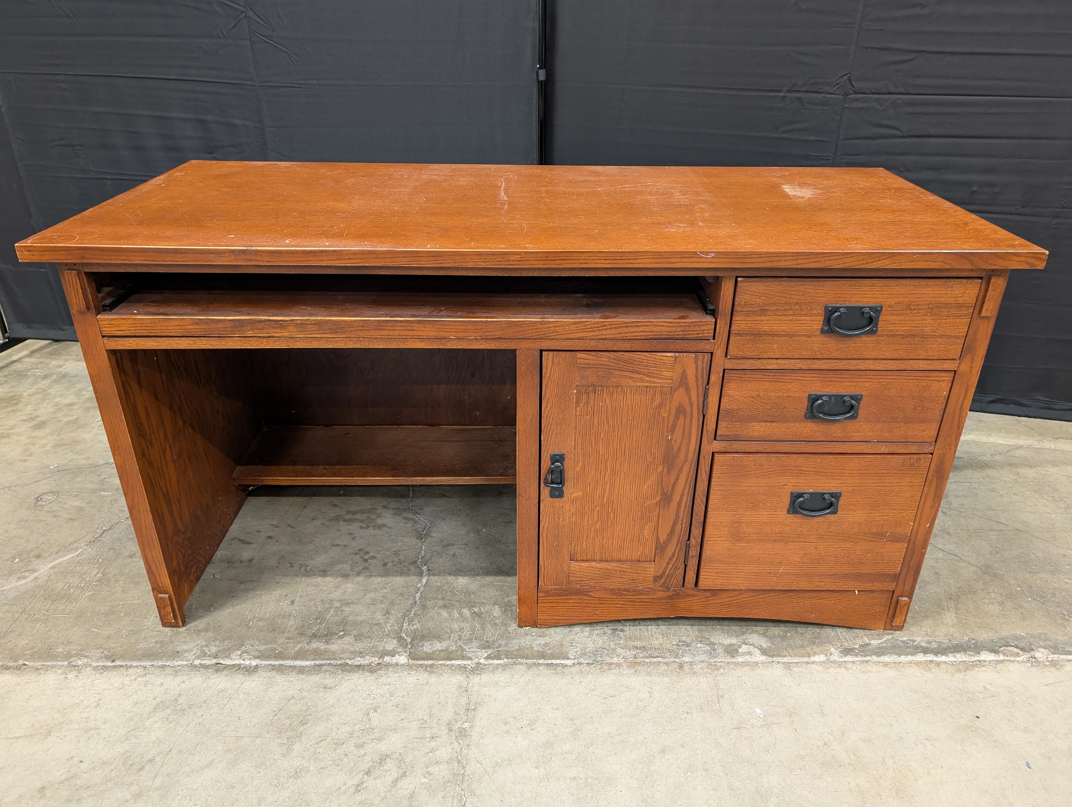 Craftsman Style Solid Wood Writing Desk with Storage - Image 2