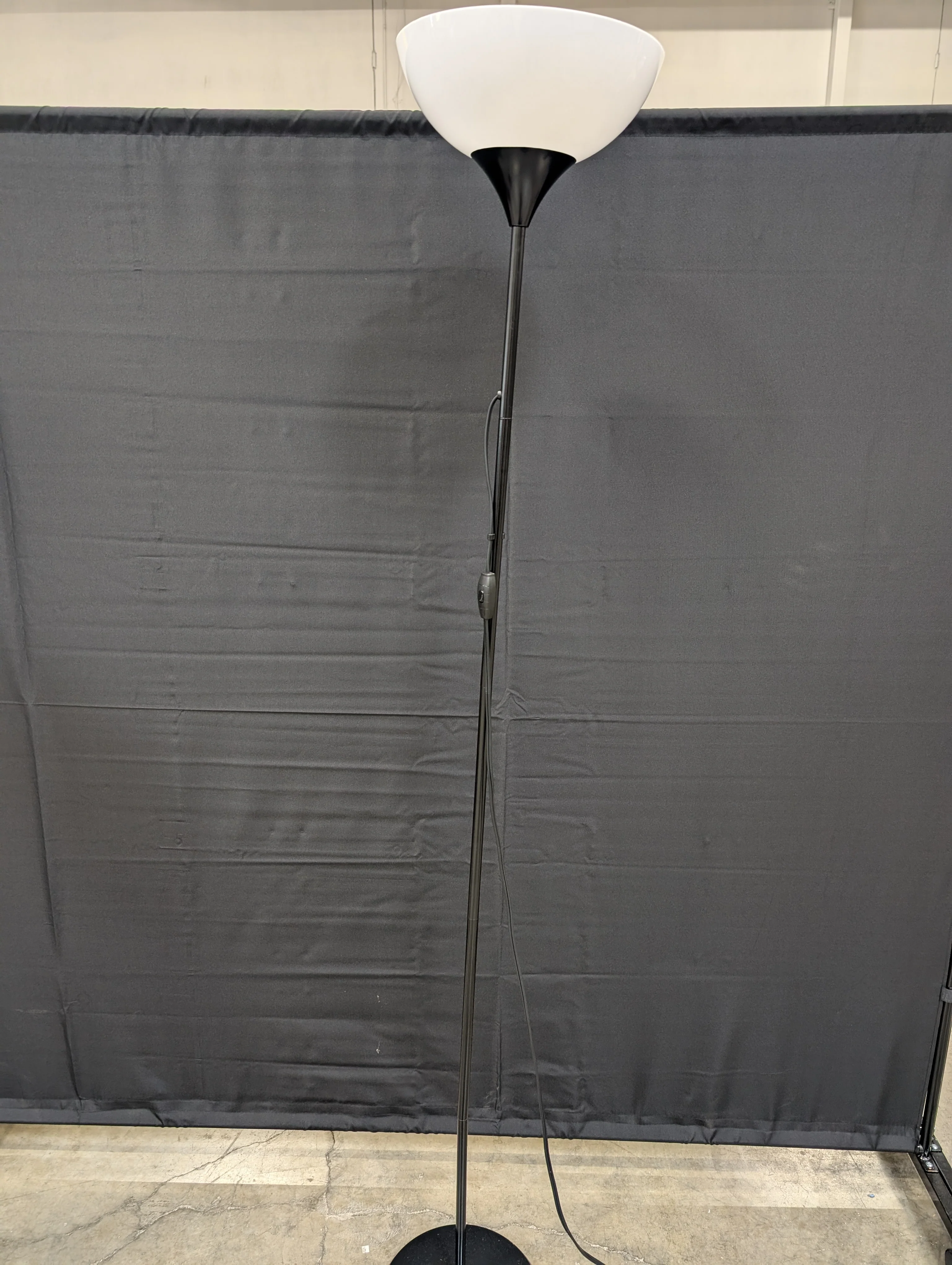 Modern Black Torchiere Floor Lamp with Upward-Facing White Shade