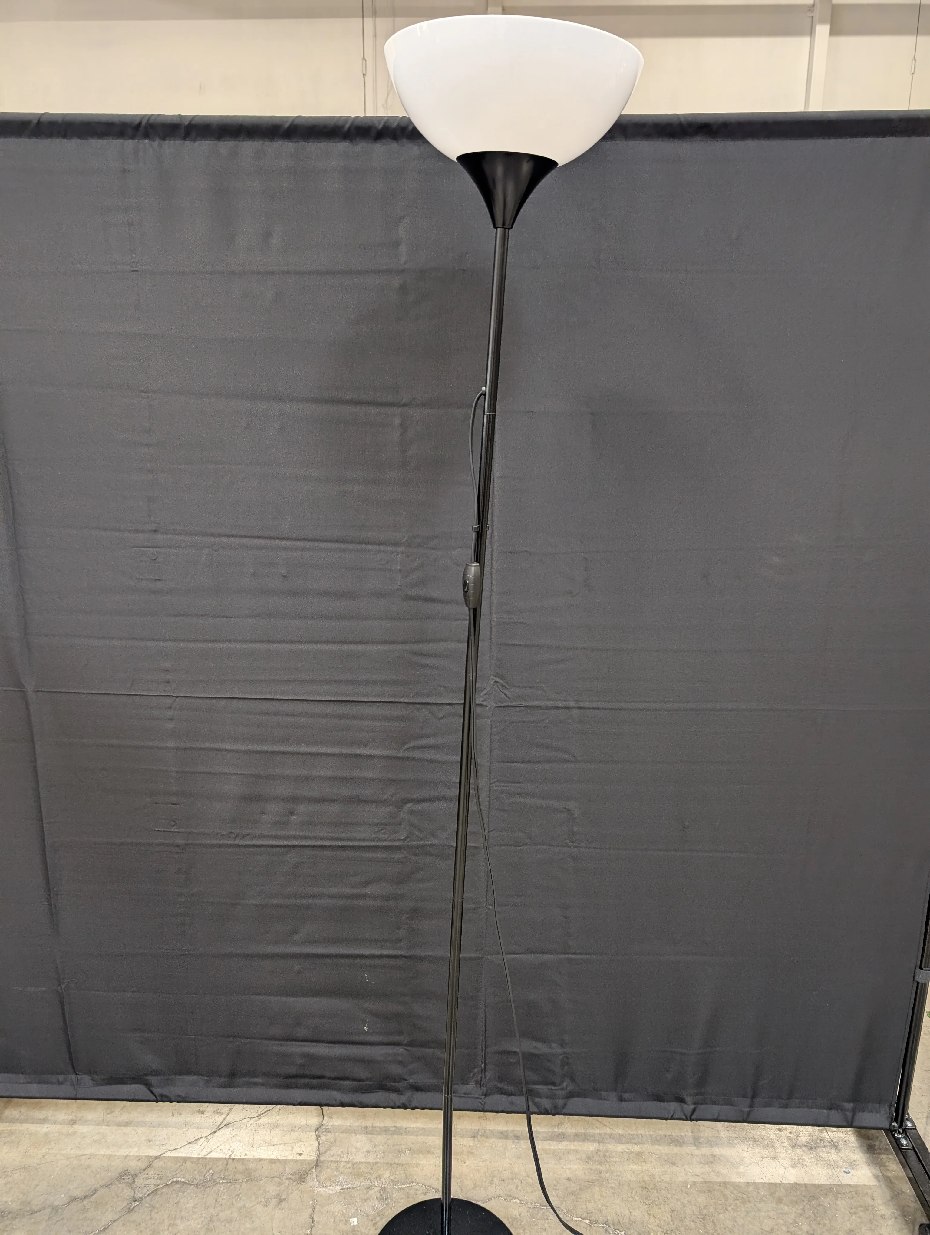 Modern Black Torchiere Floor Lamp with Upward-Facing White Shade - Image 2