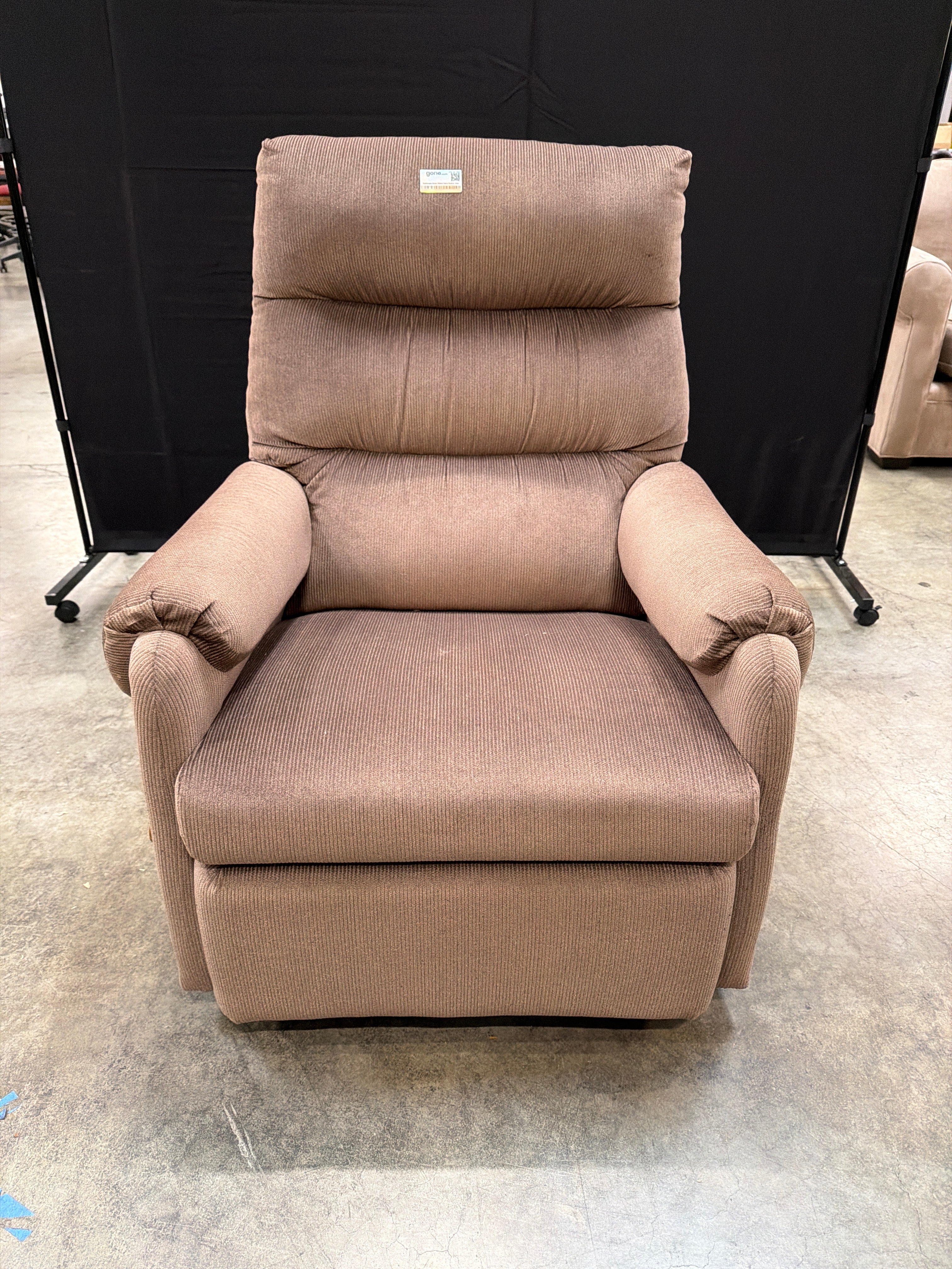 LaZBoy Comfortable Brown Ribbed Fabric Recliner Chair