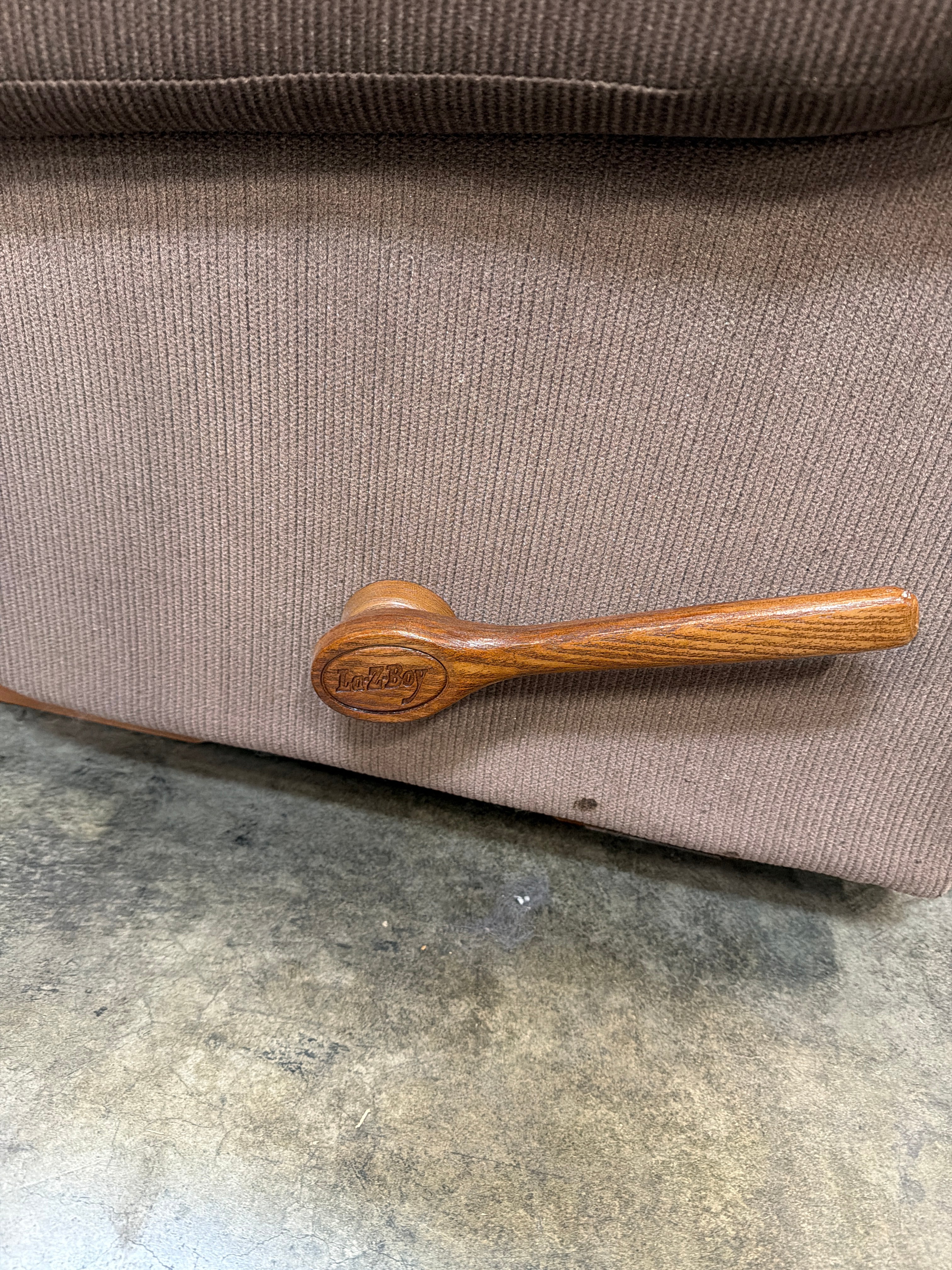 LaZBoy Comfortable Brown Ribbed Fabric Recliner Chair - Image 3