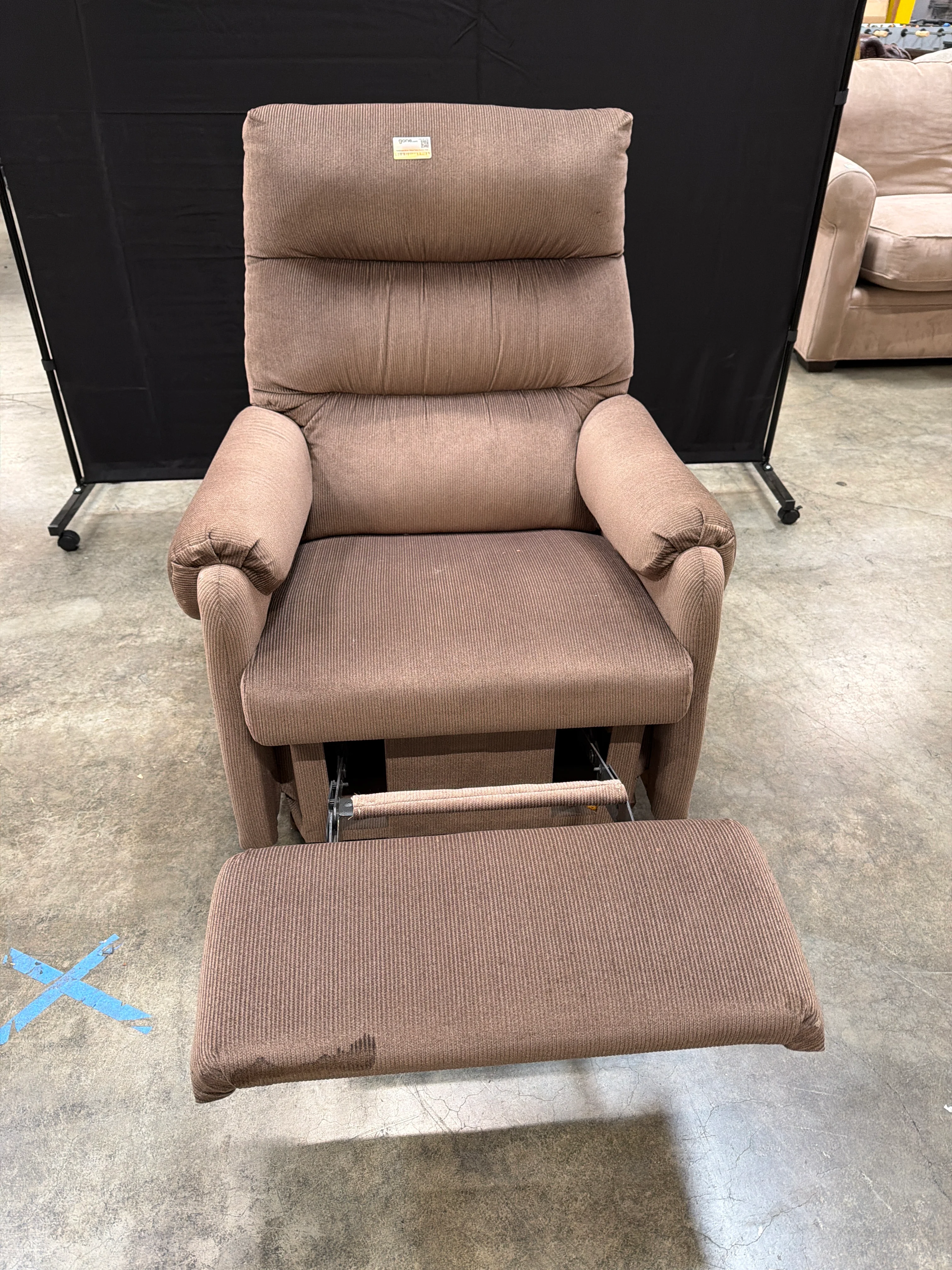 LaZBoy Comfortable Brown Ribbed Fabric Recliner Chair - Image 4