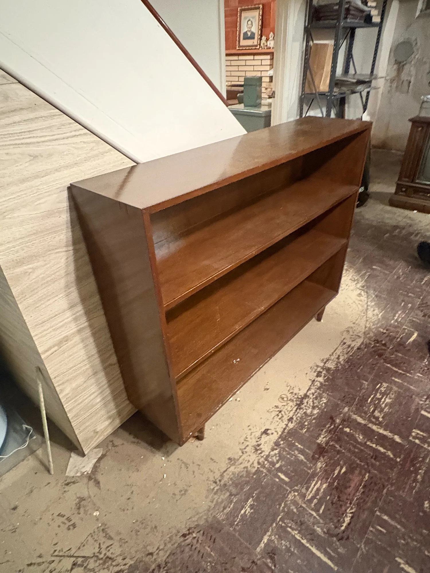 Classic Three-Shelf Wood Bookcase with Tapered Legs - Image 5