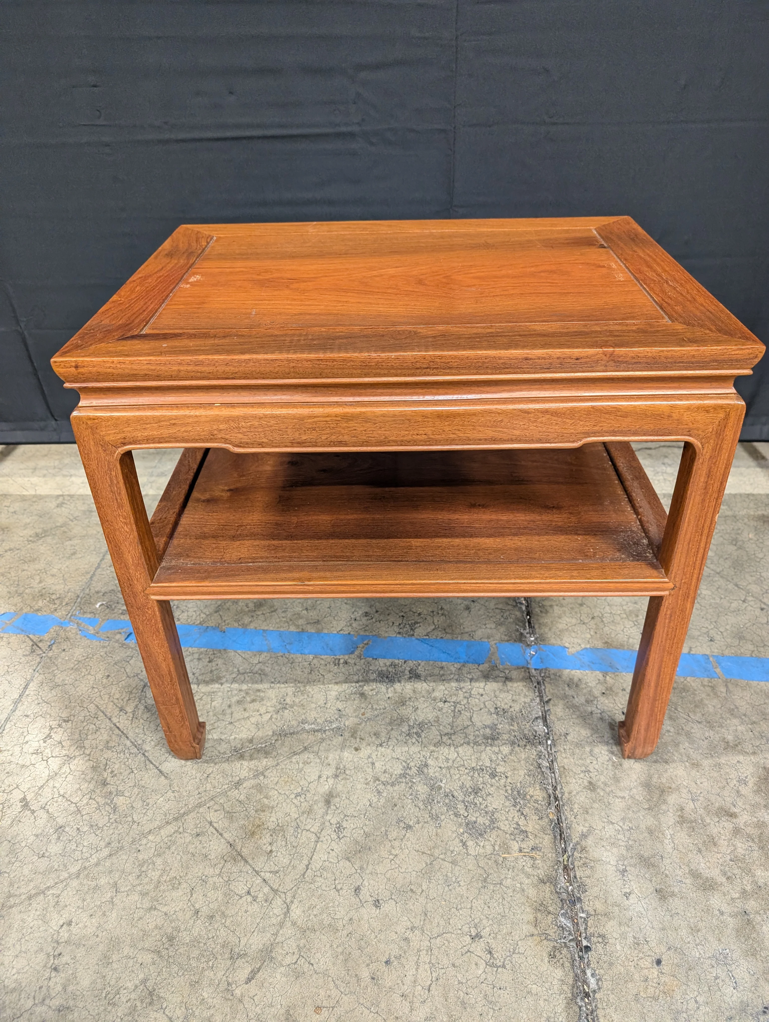 Reddish-Brown Oriental Style Solid Wood End Table - Image 2