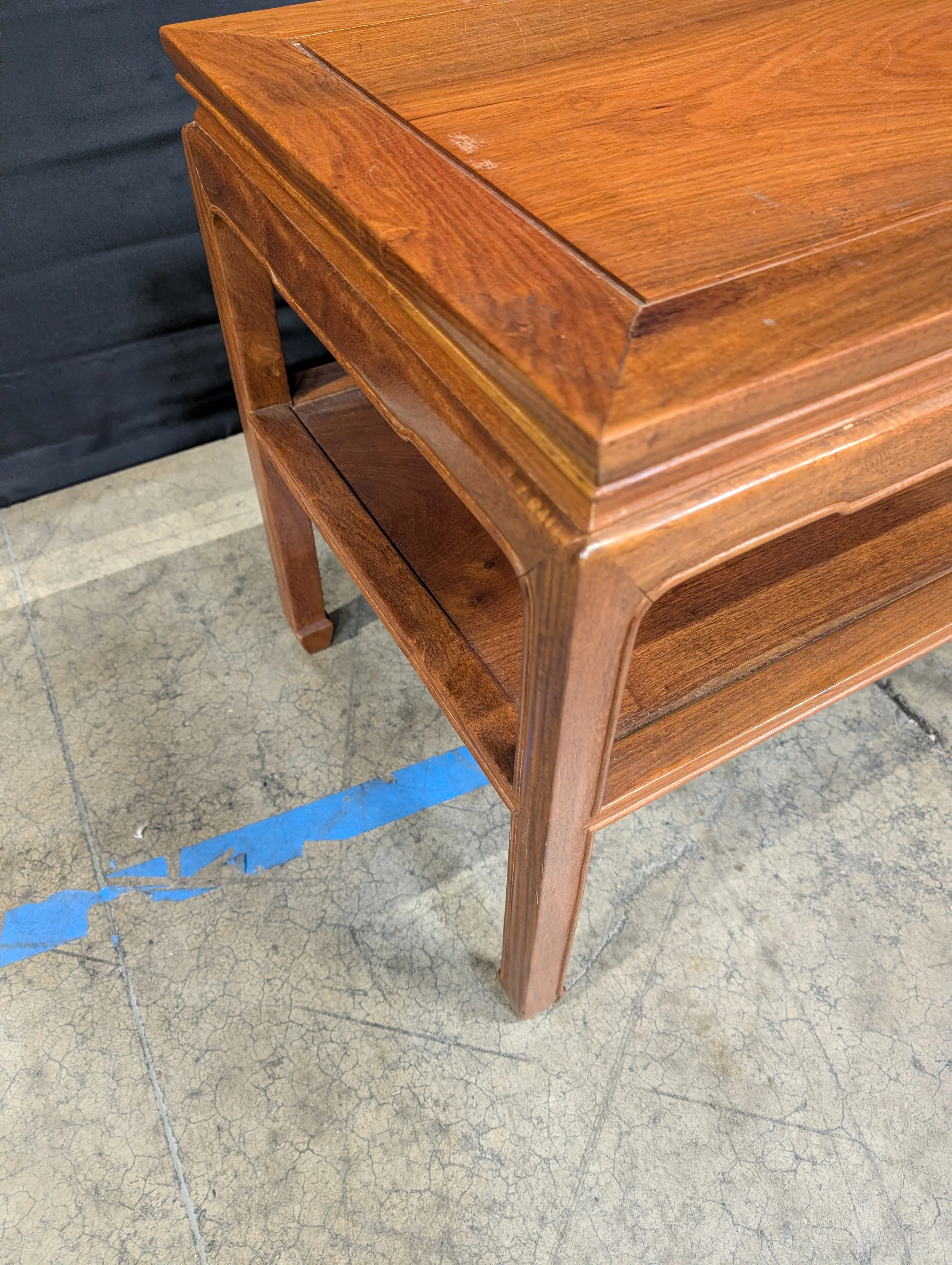 Reddish-Brown Oriental Style Solid Wood End Table - Image 3