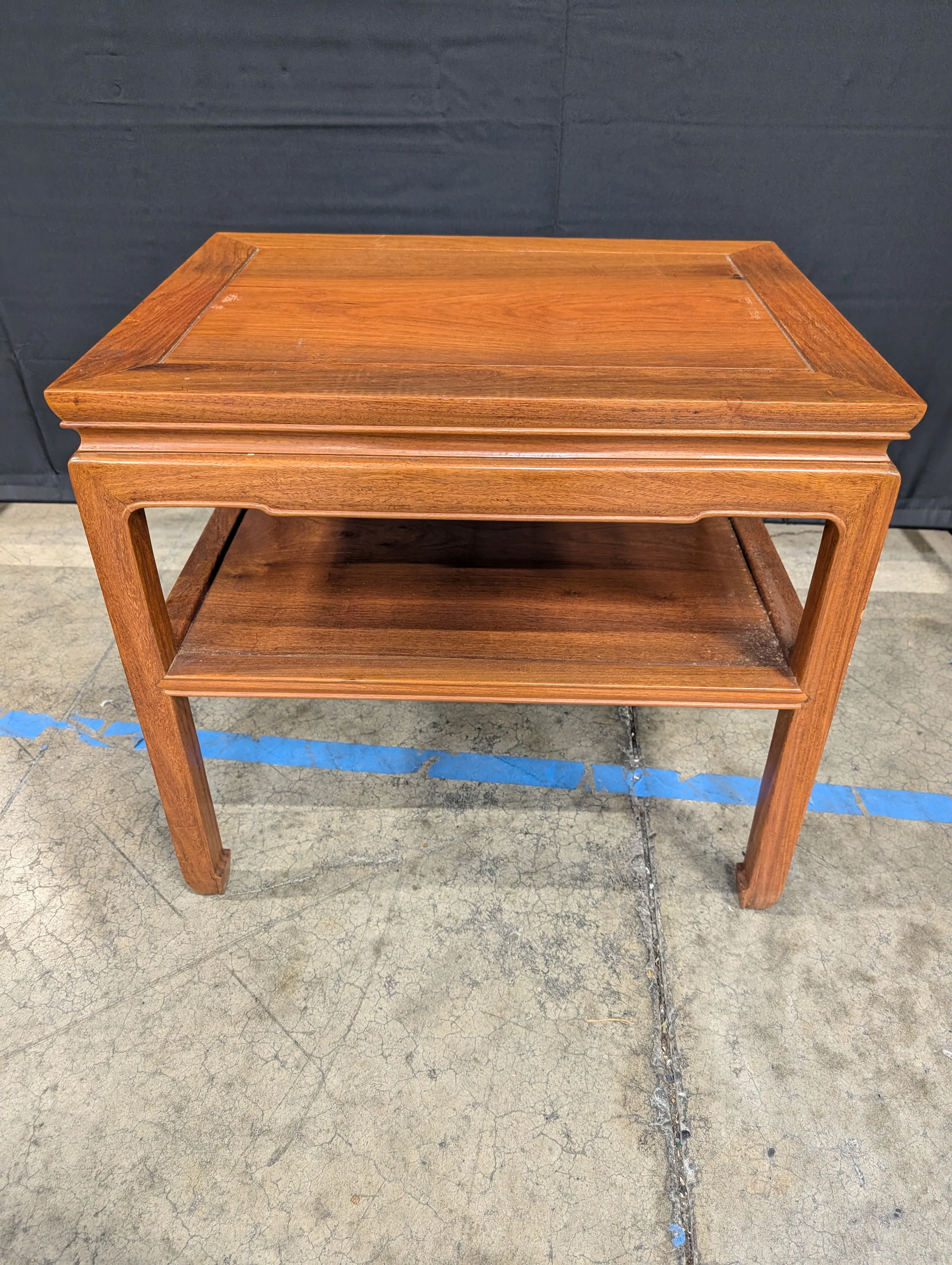 Reddish-Brown Oriental Style Solid Wood End Table - Image 4