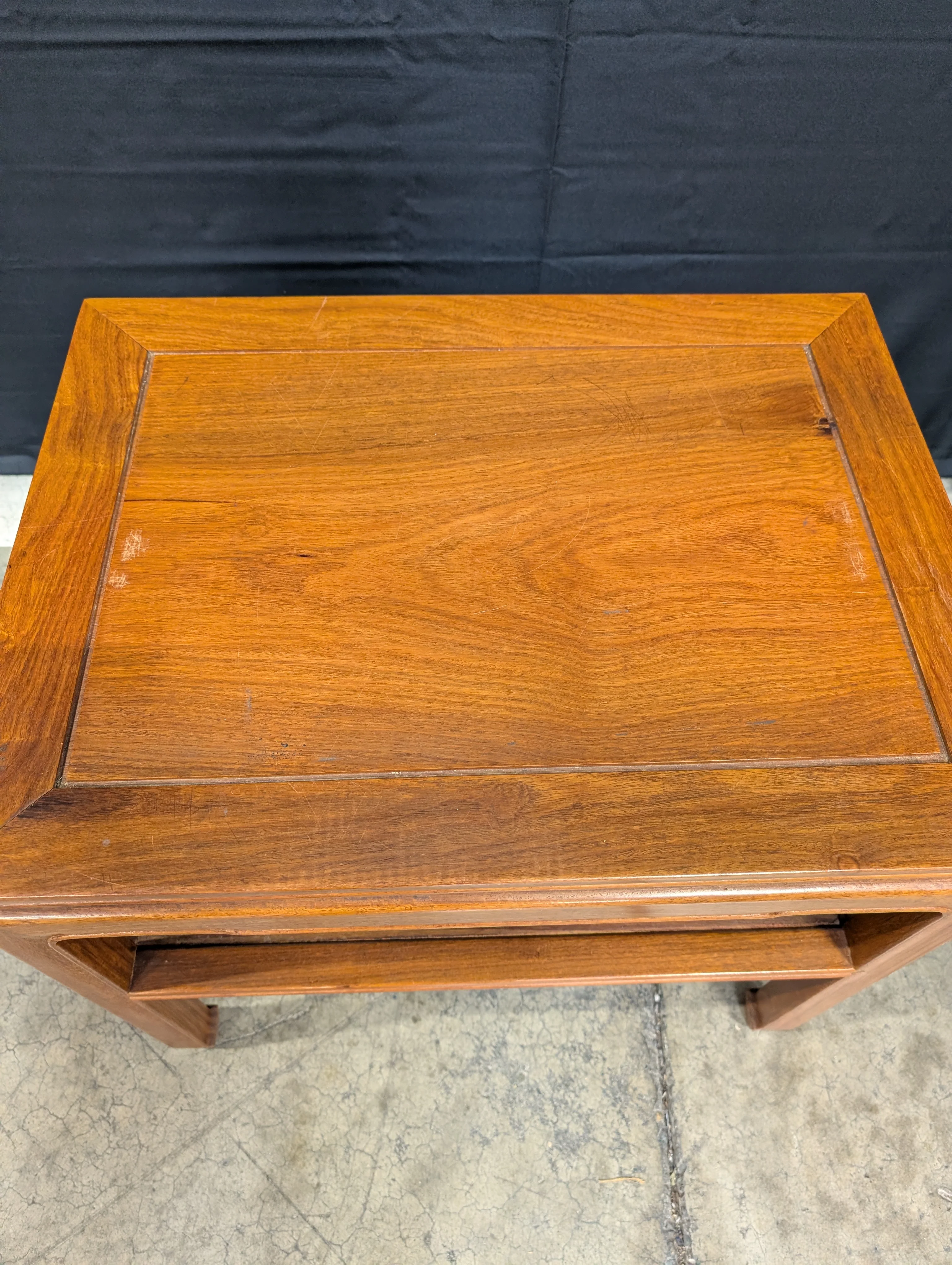 Reddish-Brown Oriental Style Solid Wood End Table - Image 5