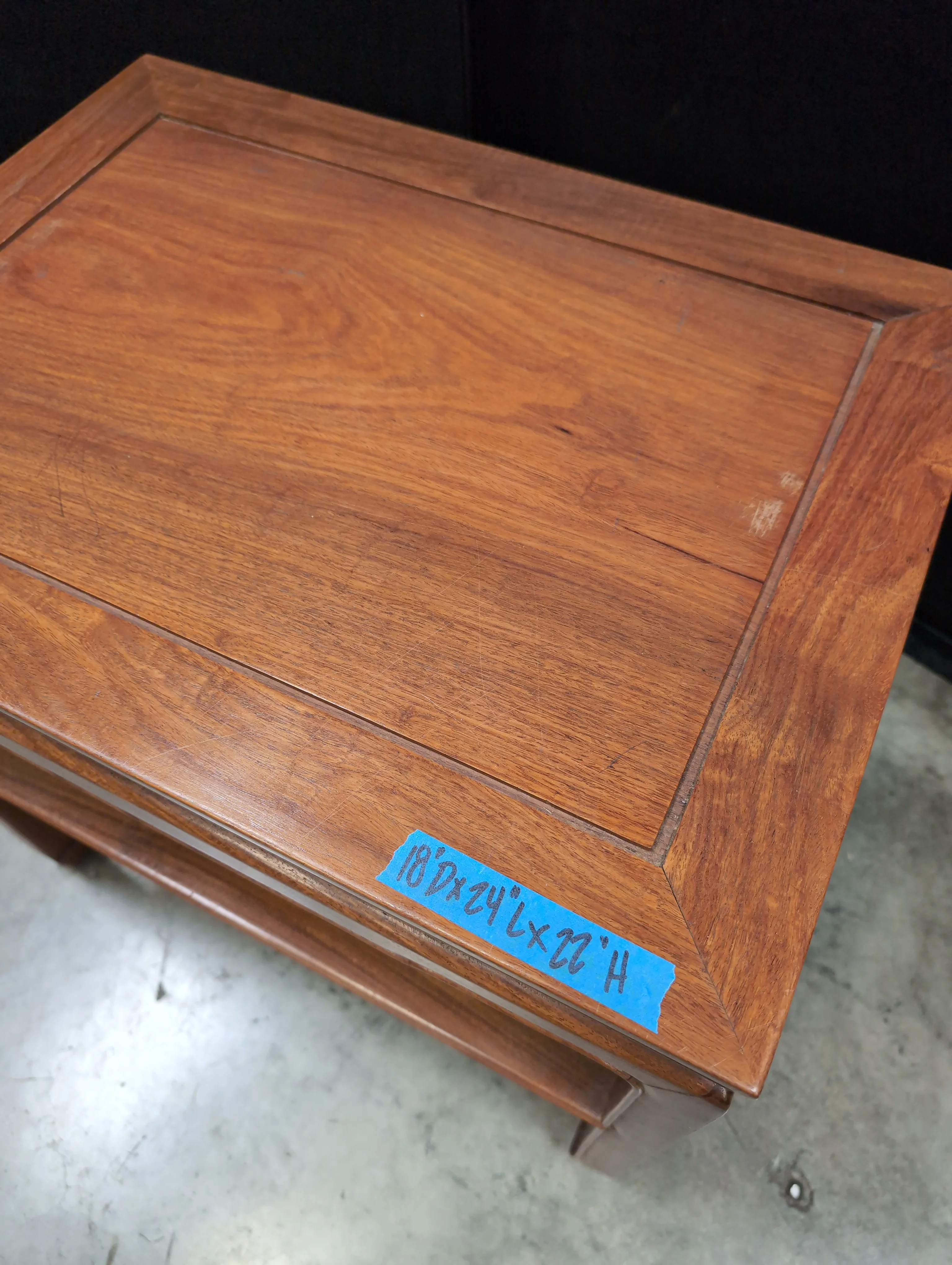 Reddish-Brown Oriental Style Solid Wood End Table - Image 6