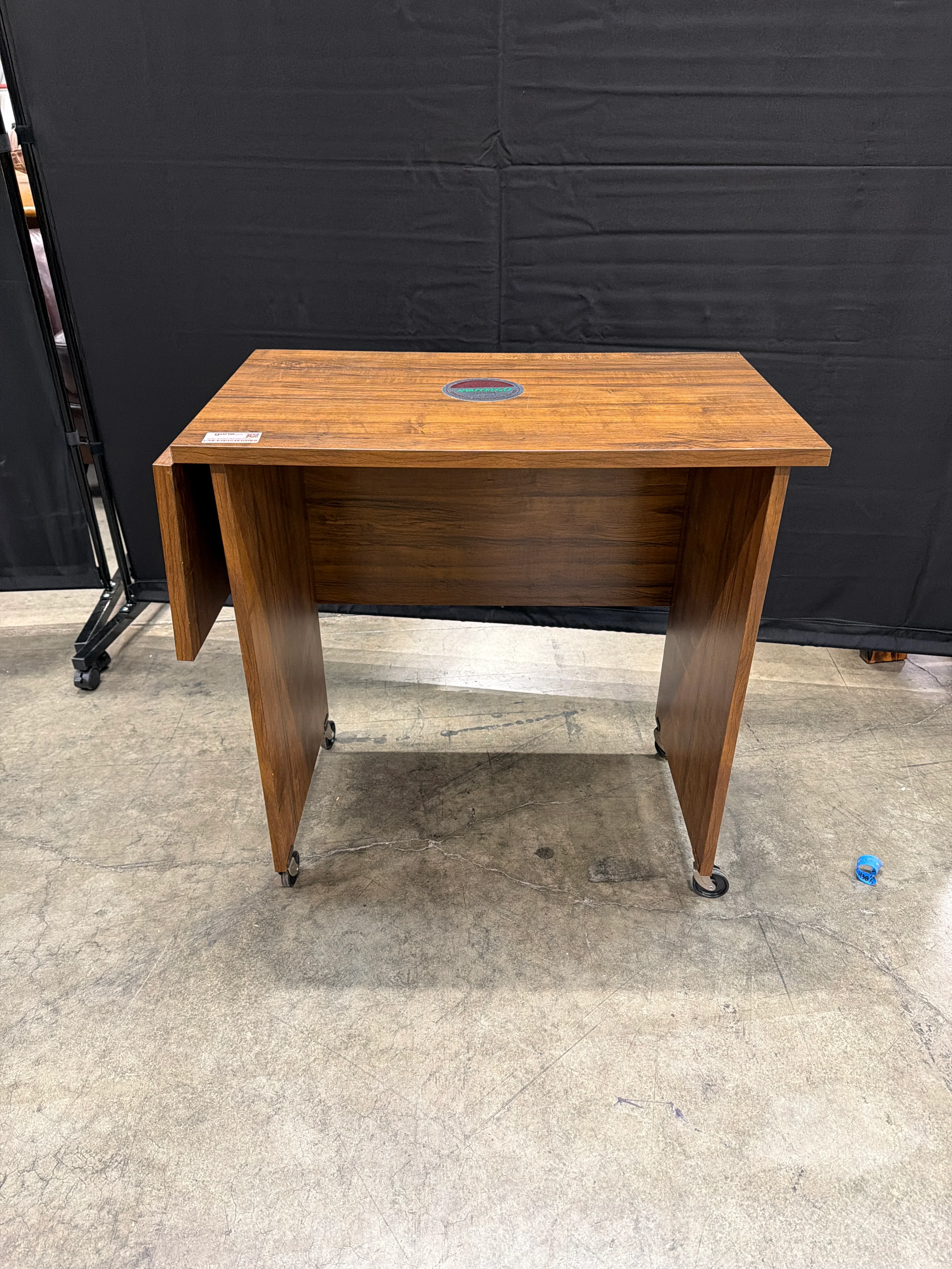 O’Sullivan Rectangular Wood Utility Table with Folding Leaf and Rolling Casters - Image 2