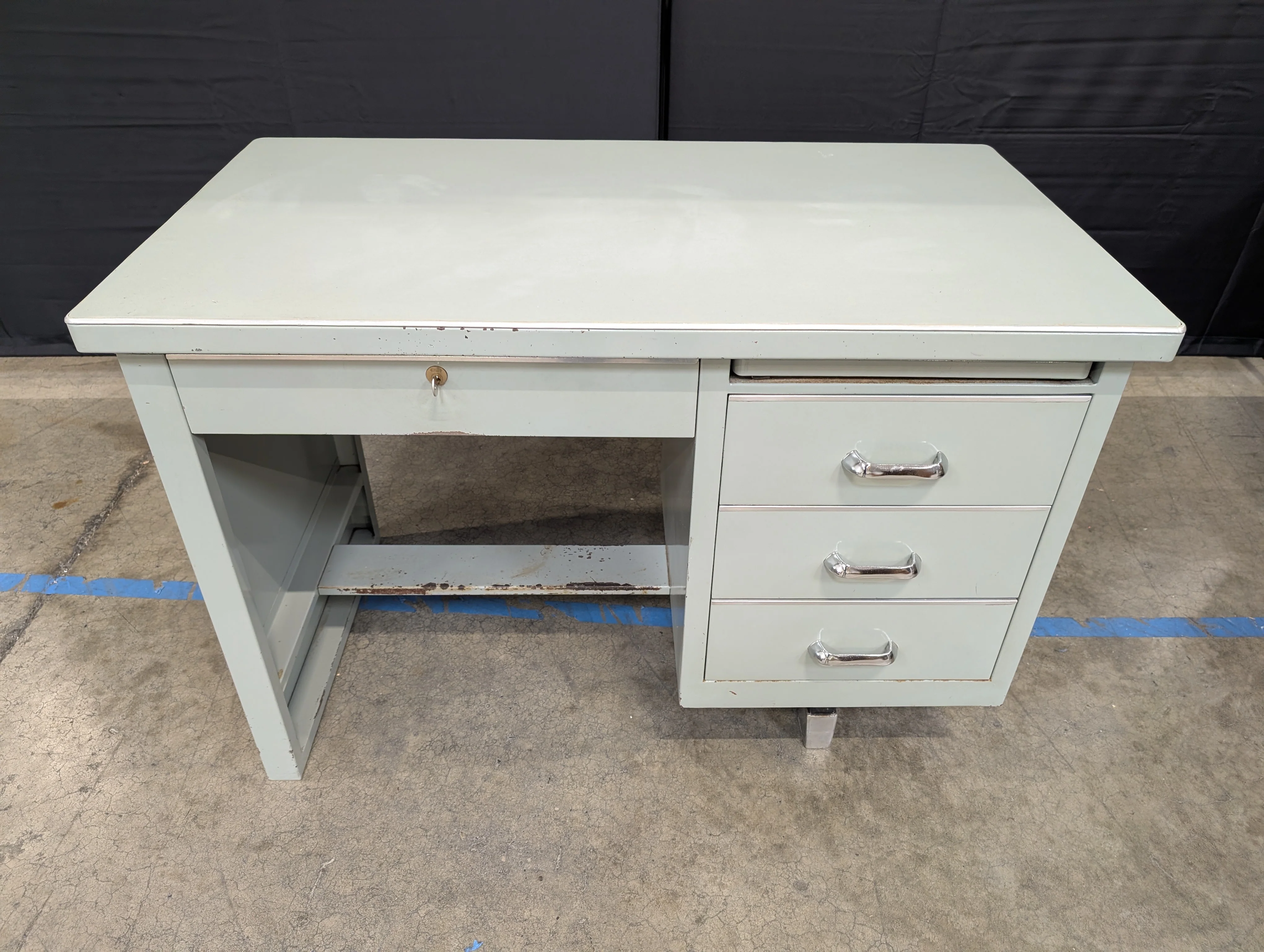 Vintage Industrial Steel Office Desk - Image 3