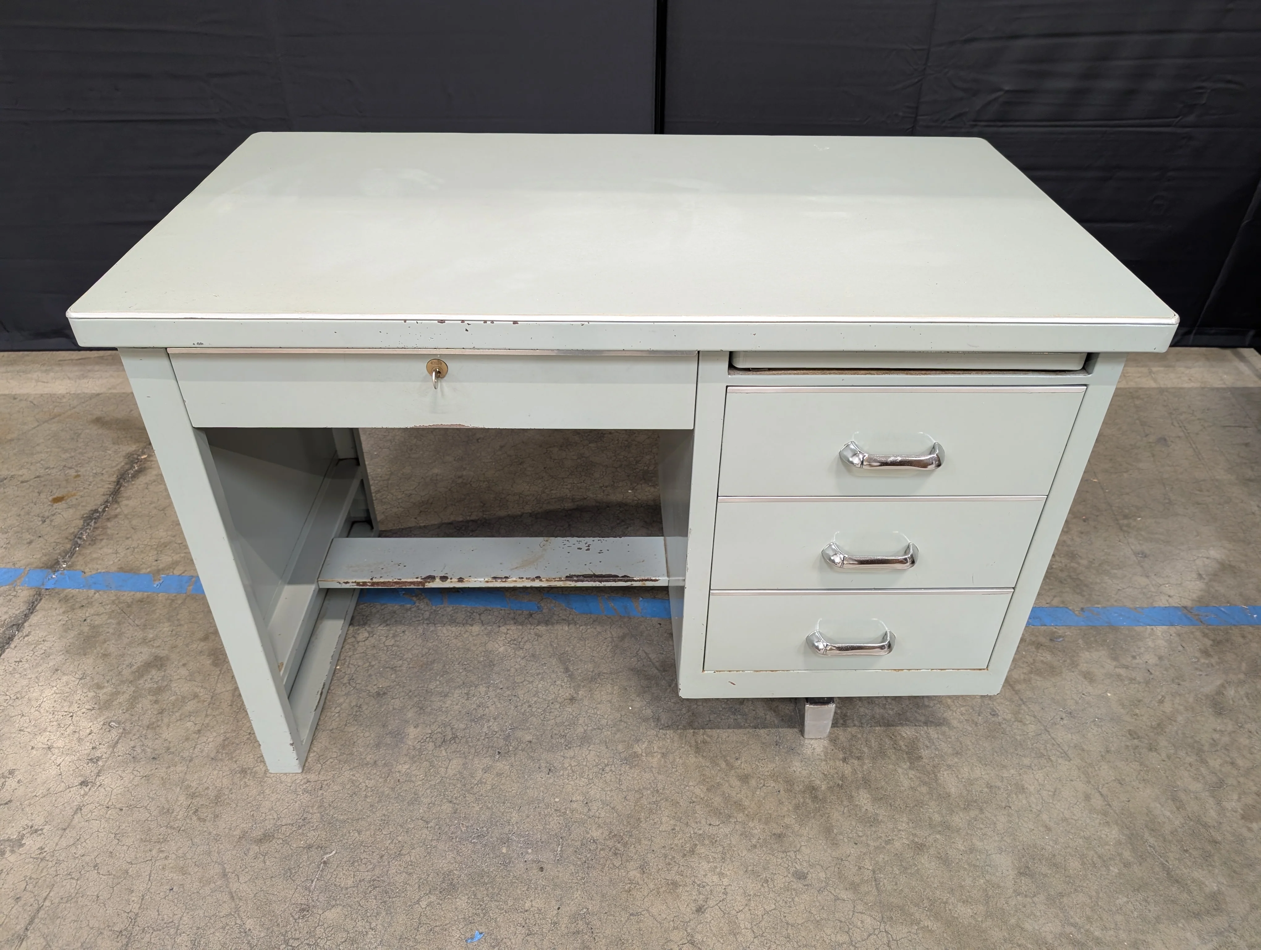 Vintage Industrial Steel Office Desk - Image 4