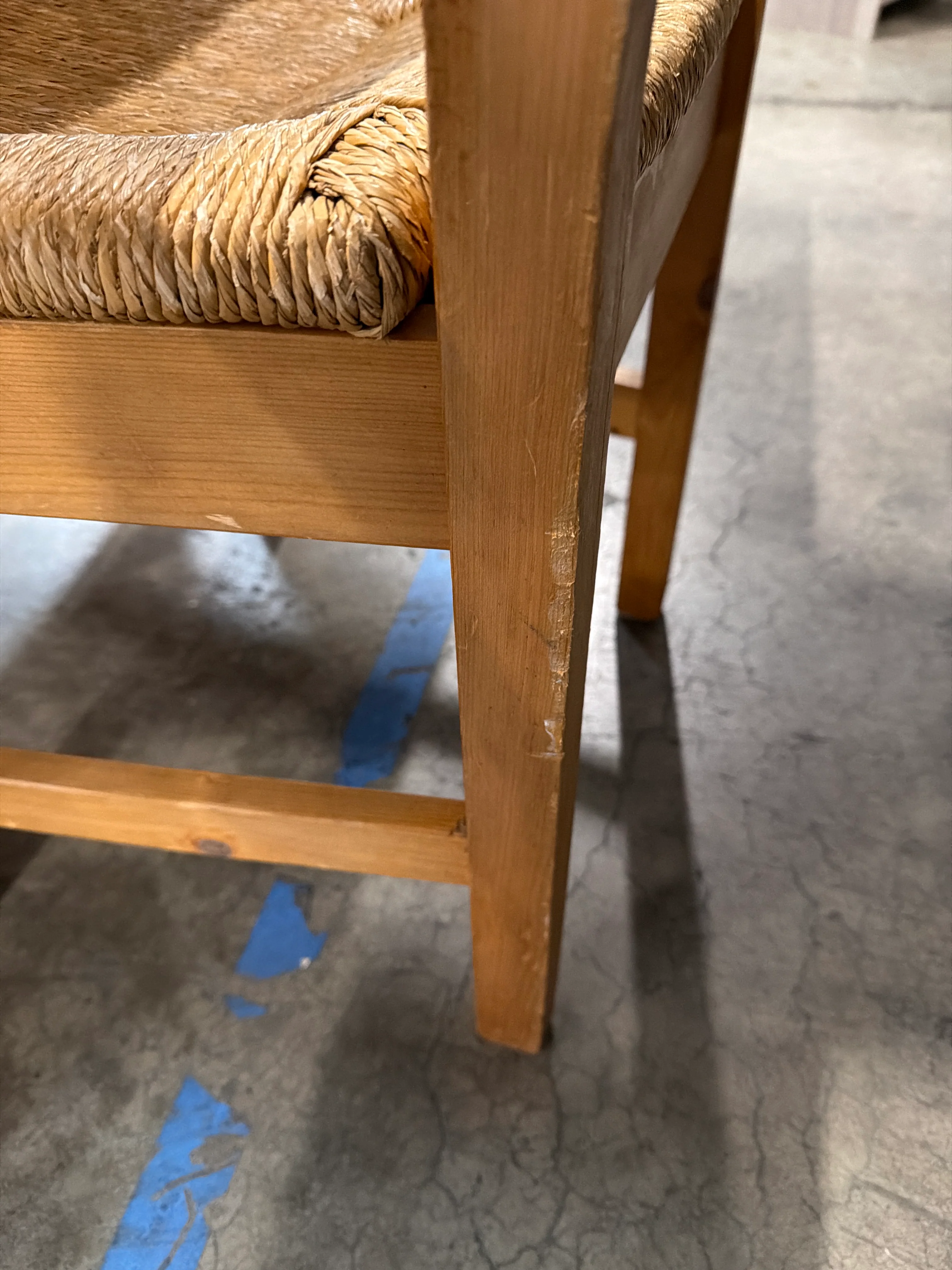 Rustic Solid Wood Dining Table with Ladder Back Rush Seat Chair - Image 6