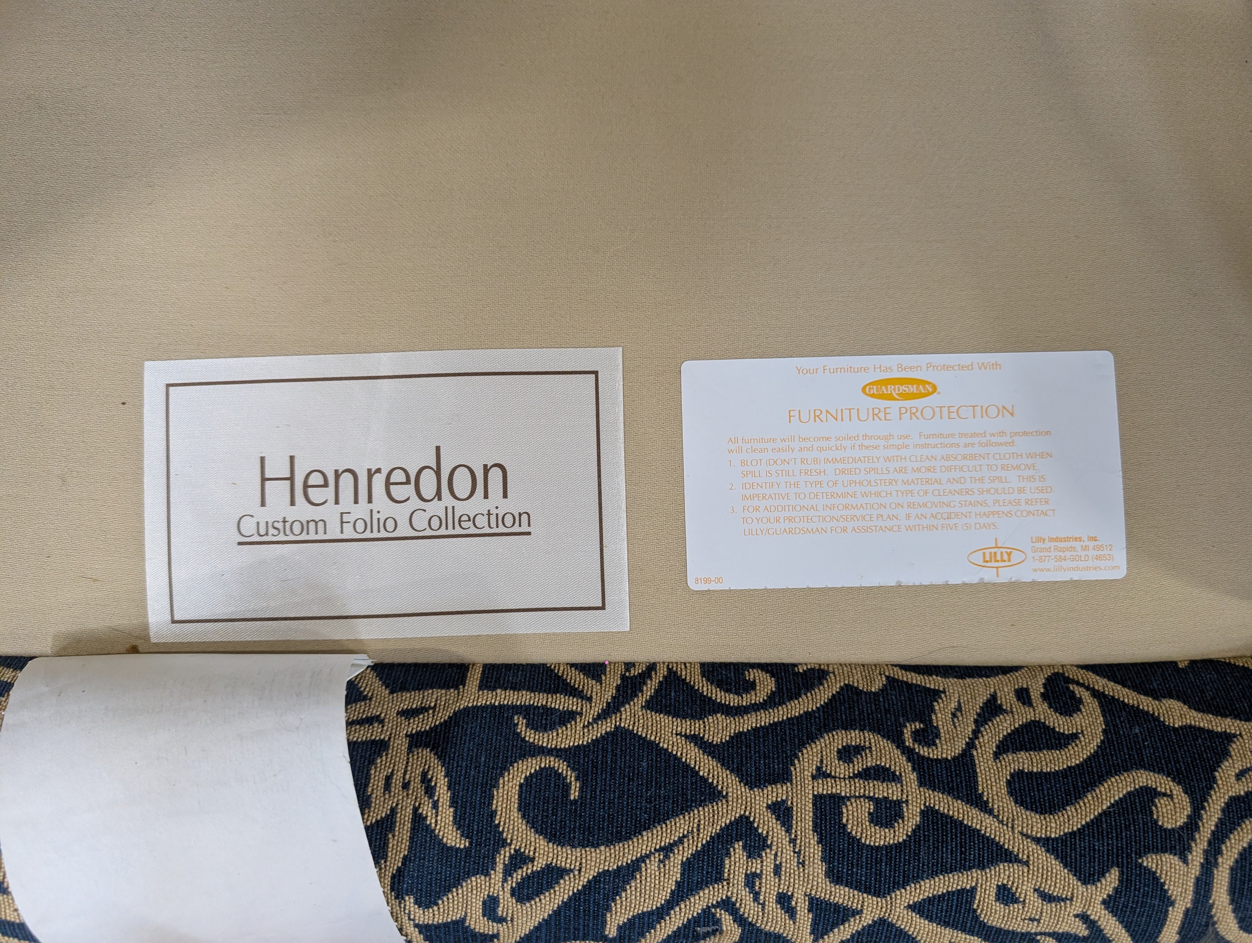 Classic Henredon Wingback Chair and Ottoman Set with Scroll Pattern - Image 5