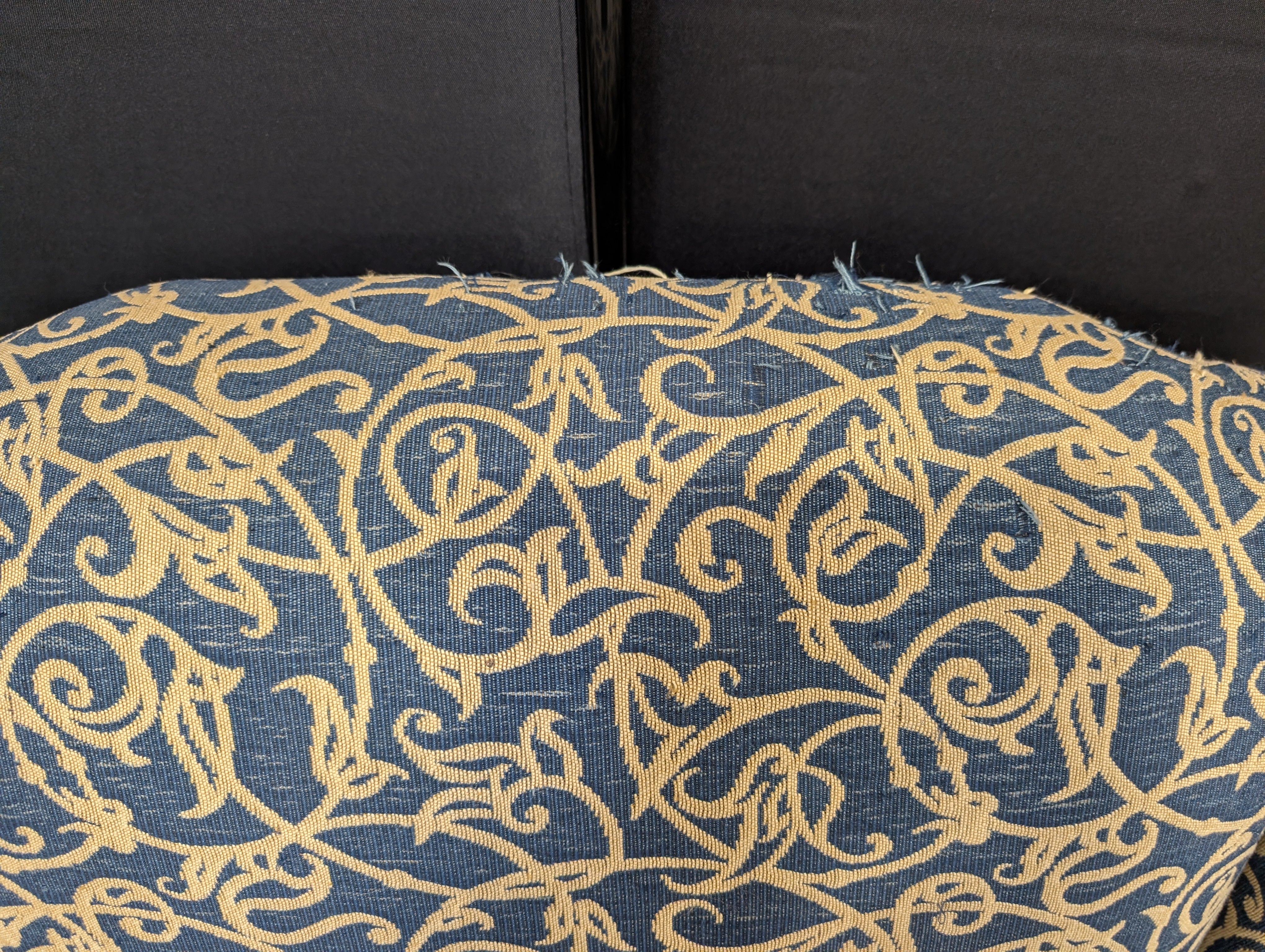 Classic Henredon Wingback Chair and Ottoman Set with Scroll Pattern - Image 6