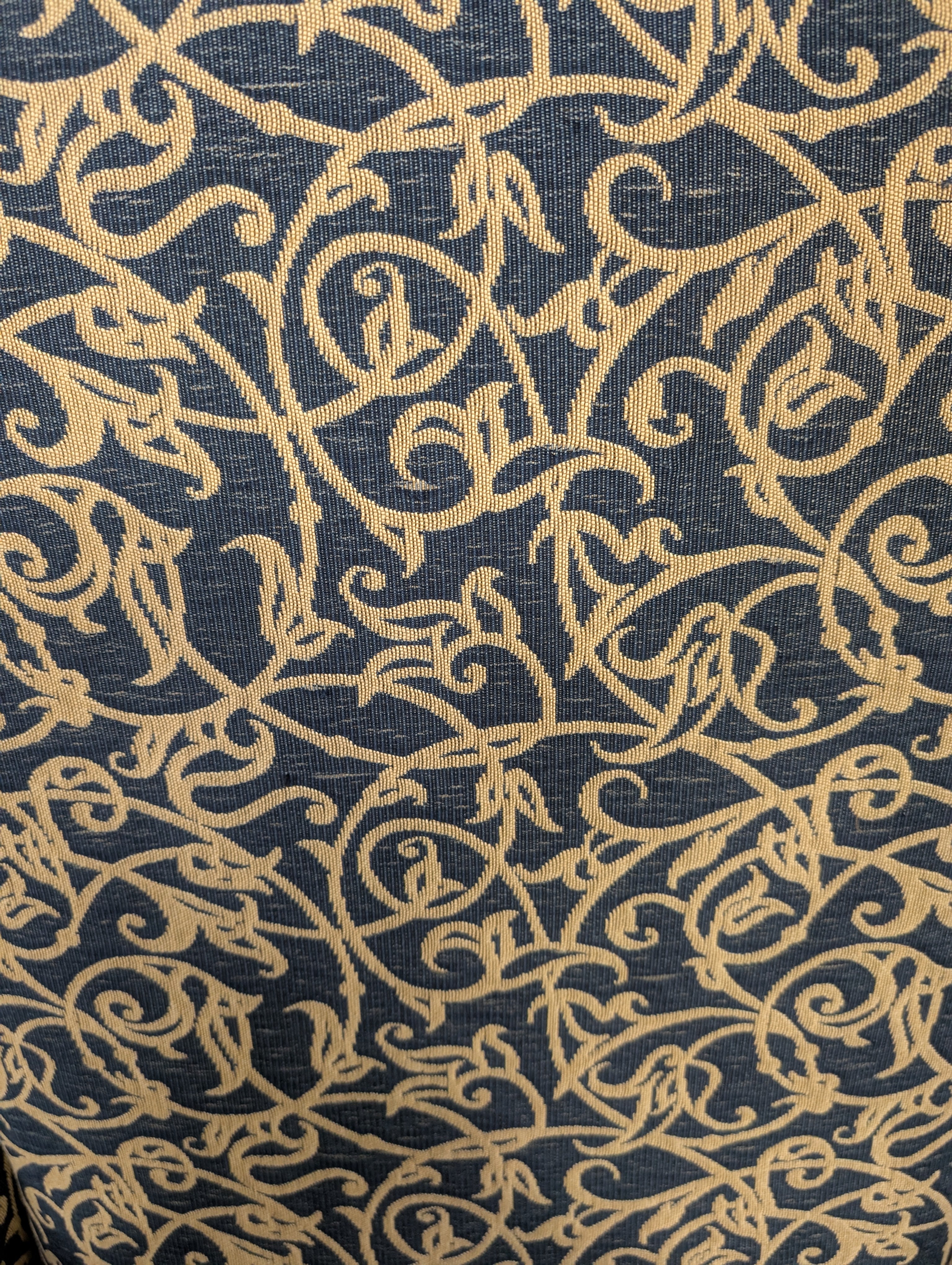 Classic Henredon Wingback Chair and Ottoman Set with Scroll Pattern - Image 7