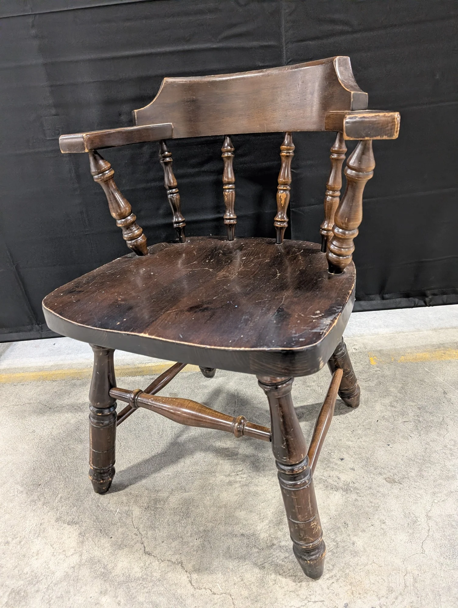 Virginia House Dark Stained Hardwood Windsor Captain's Armchair - Image 4