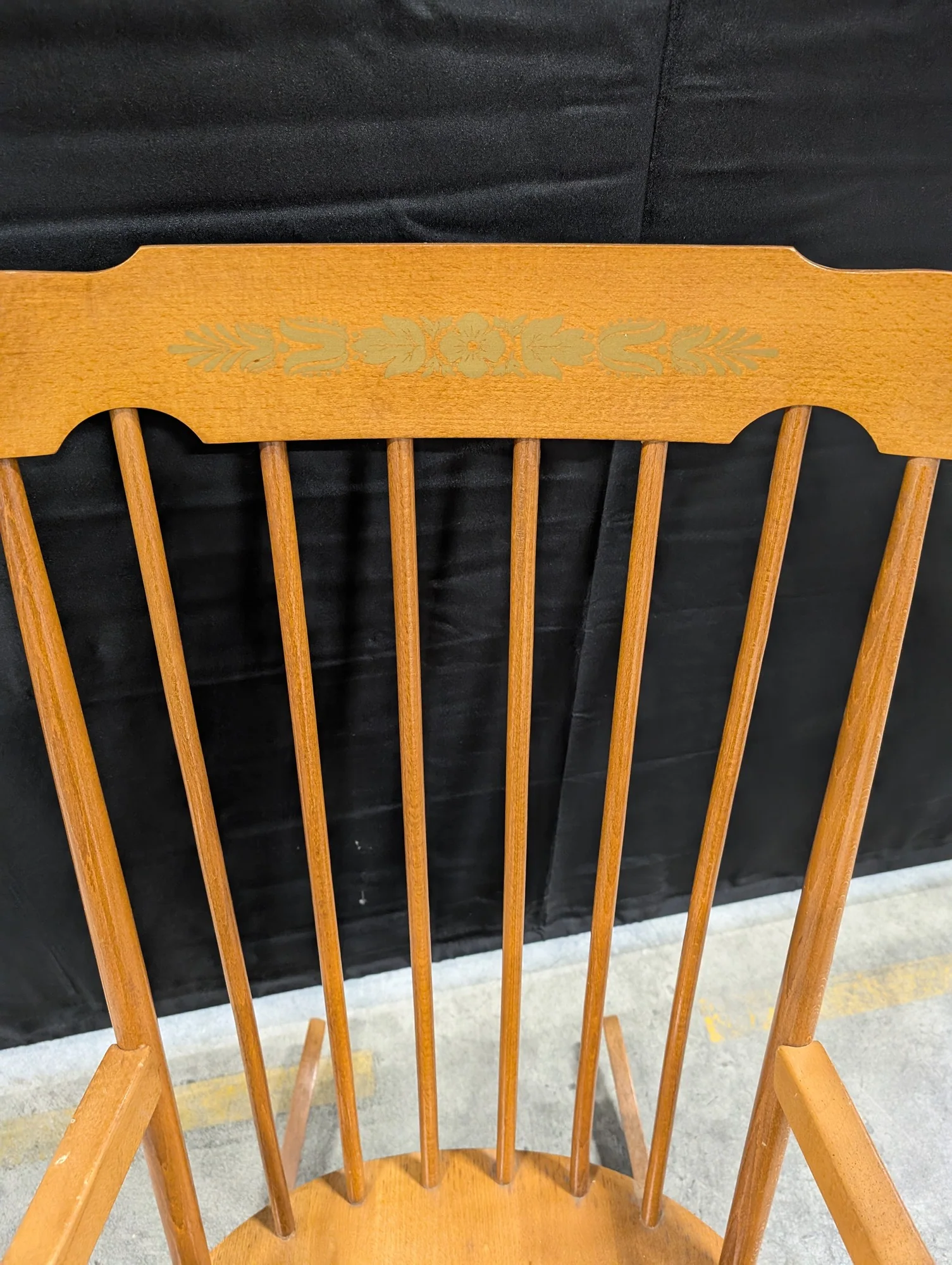 Classic Wooden Spindle Back Rocking Chair with Decorative Headrest - Image 4