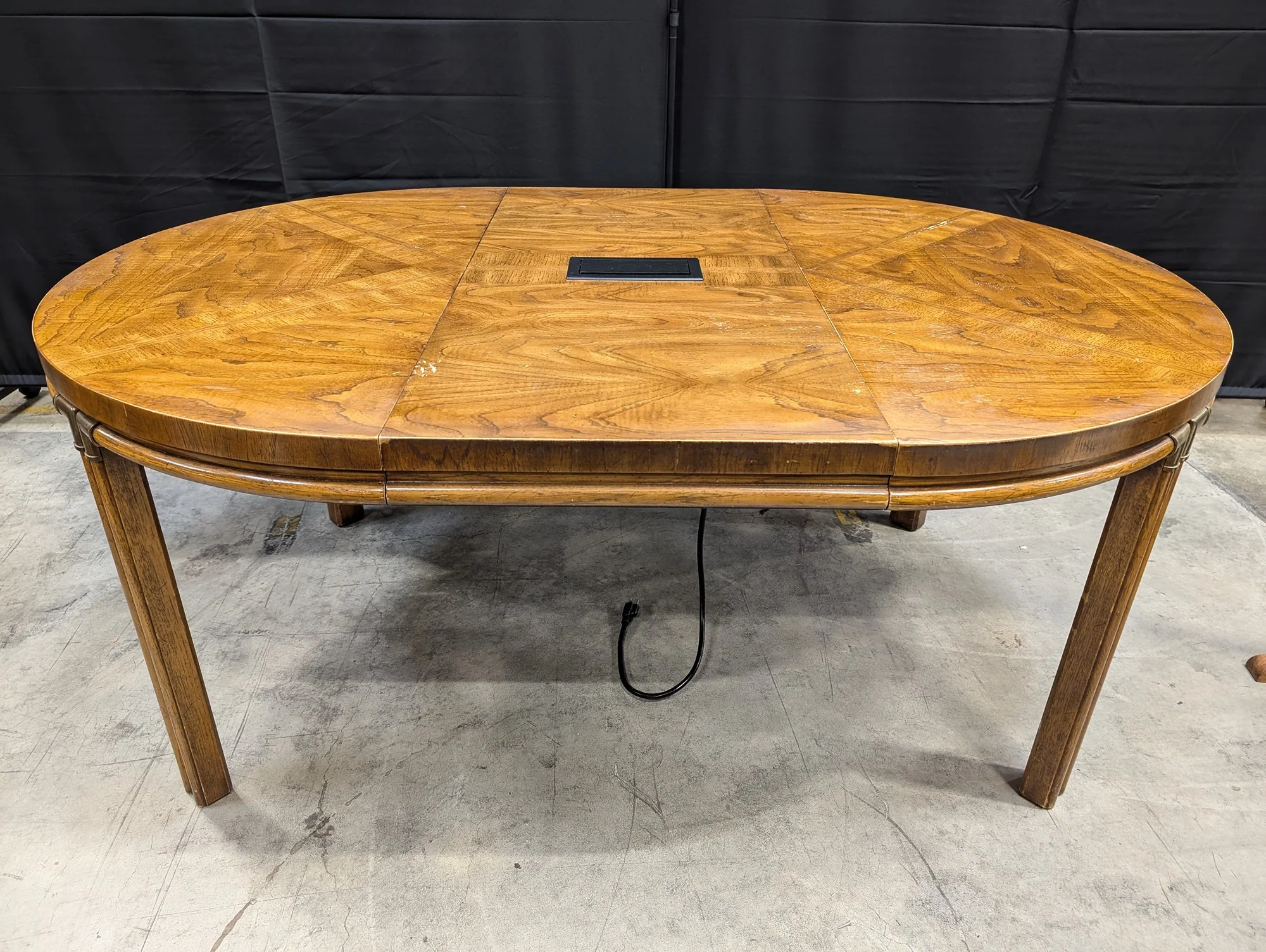 Hardwood Oval Conference Table with Integrated Extron Power Module - Image 2