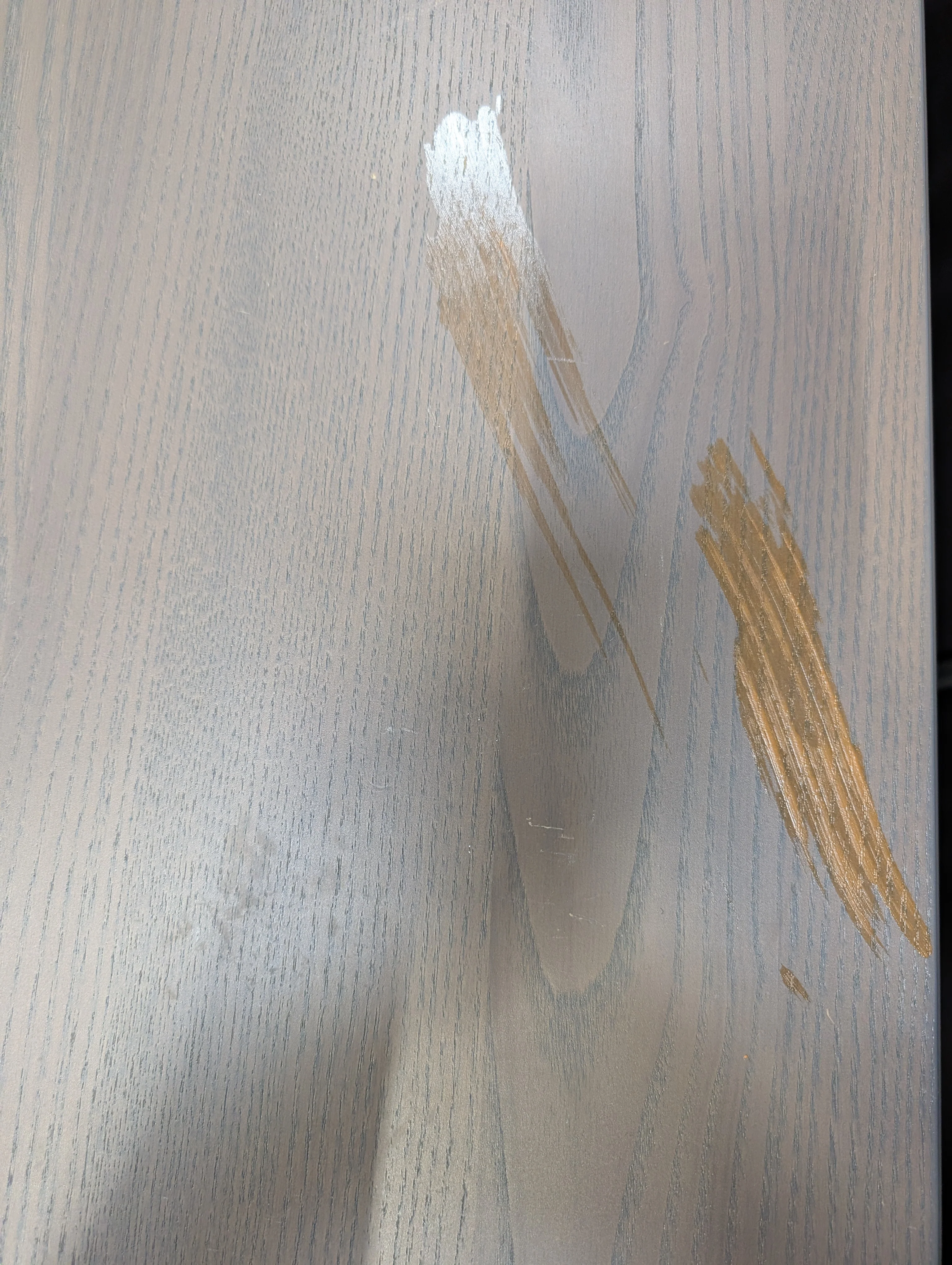 Modern Greyish-Brown Rectangular Table with Black Metal Bases - Image 7