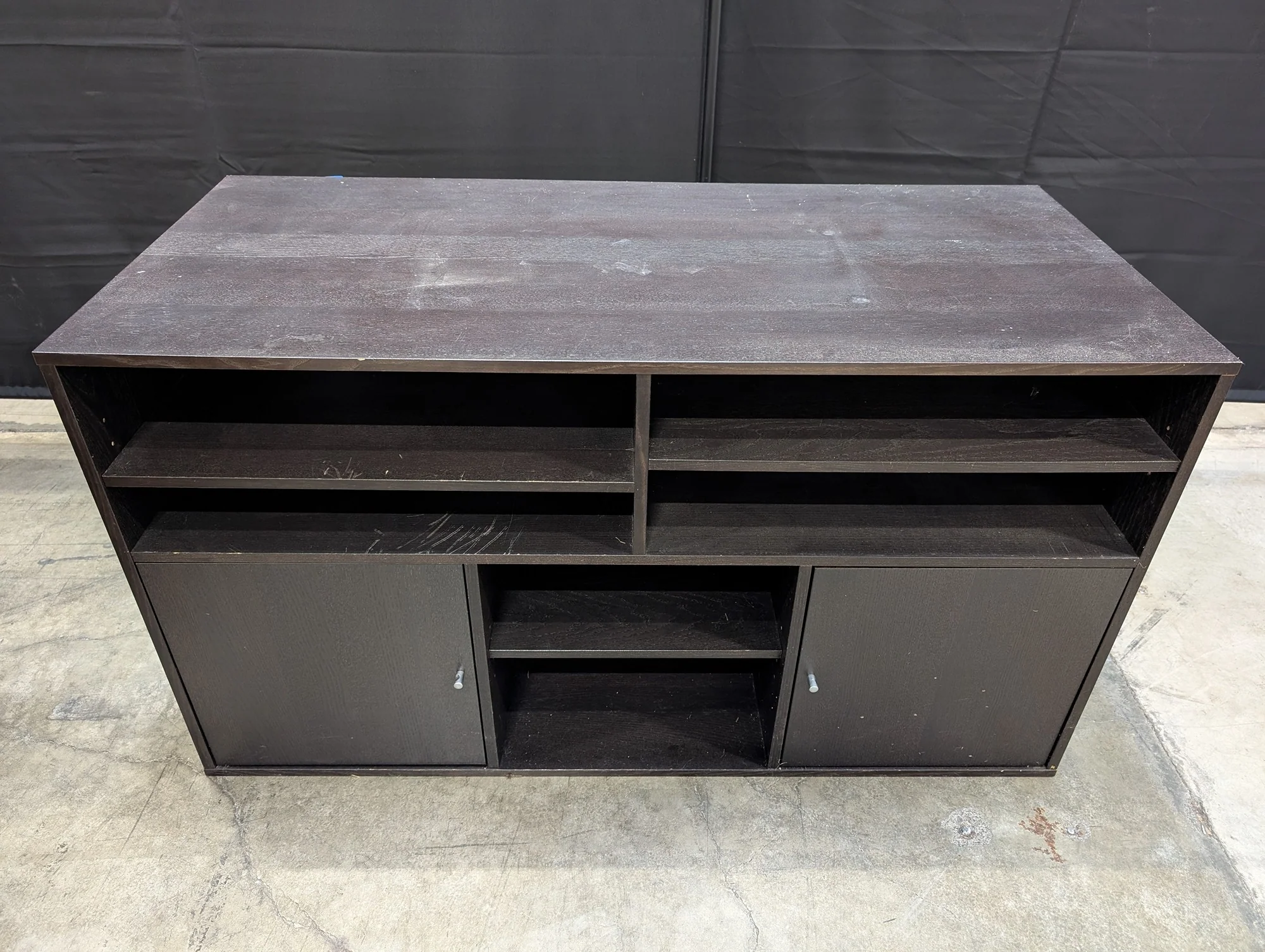 Dark Brown Media Console with Storage Cabinets - Image 2