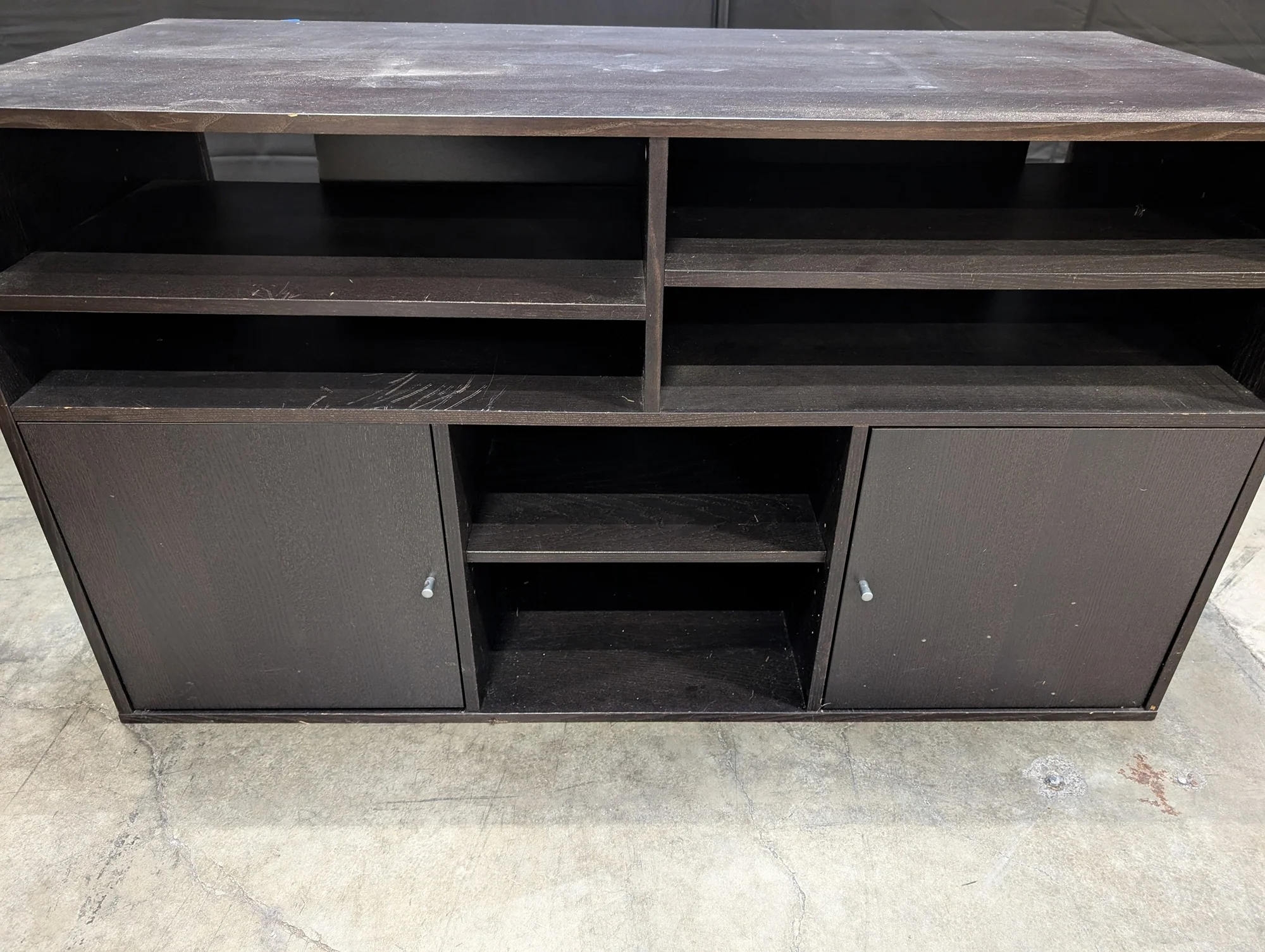 Dark Brown Media Console with Storage Cabinets - Image 4