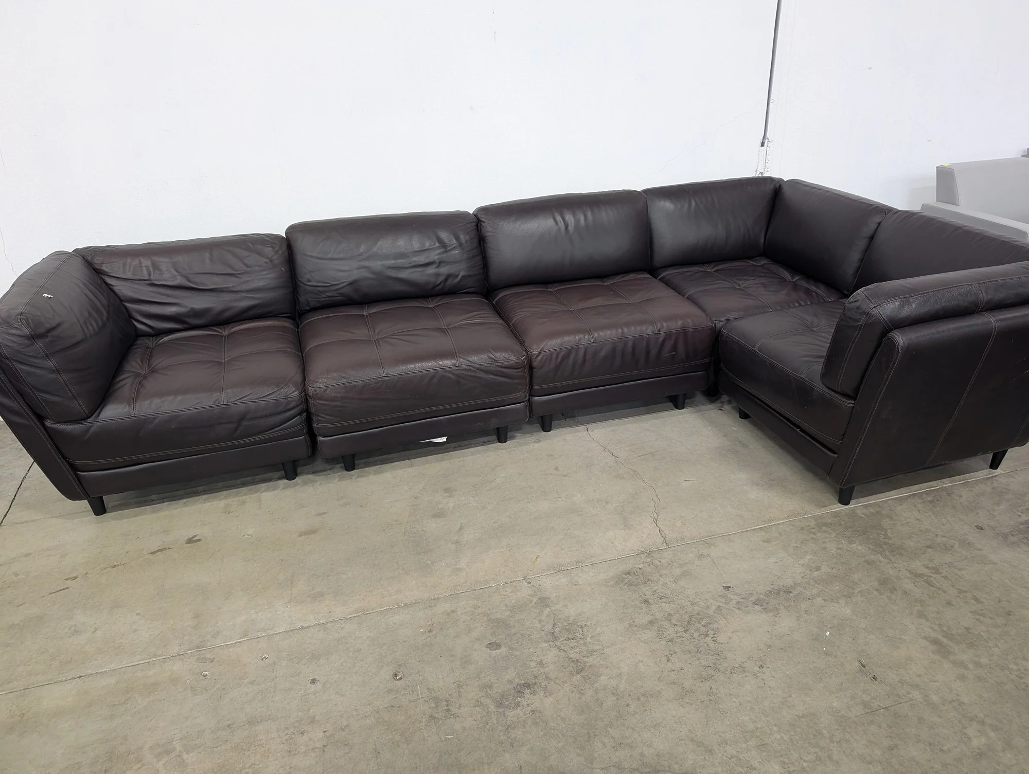 Spacious Dark Brown Leather Modular Sectional Sofa - Image 2