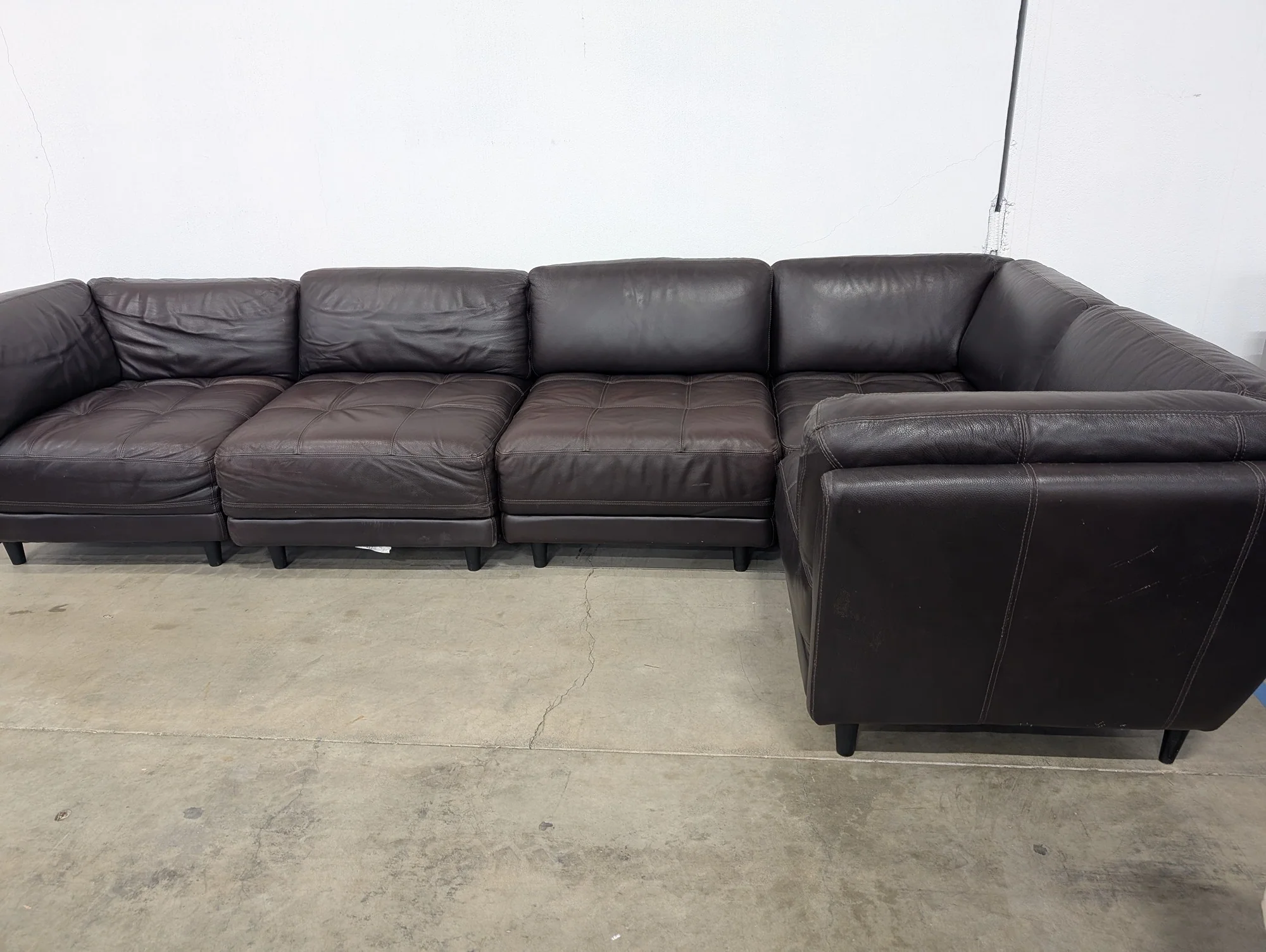 Spacious Dark Brown Leather Modular Sectional Sofa - Image 3