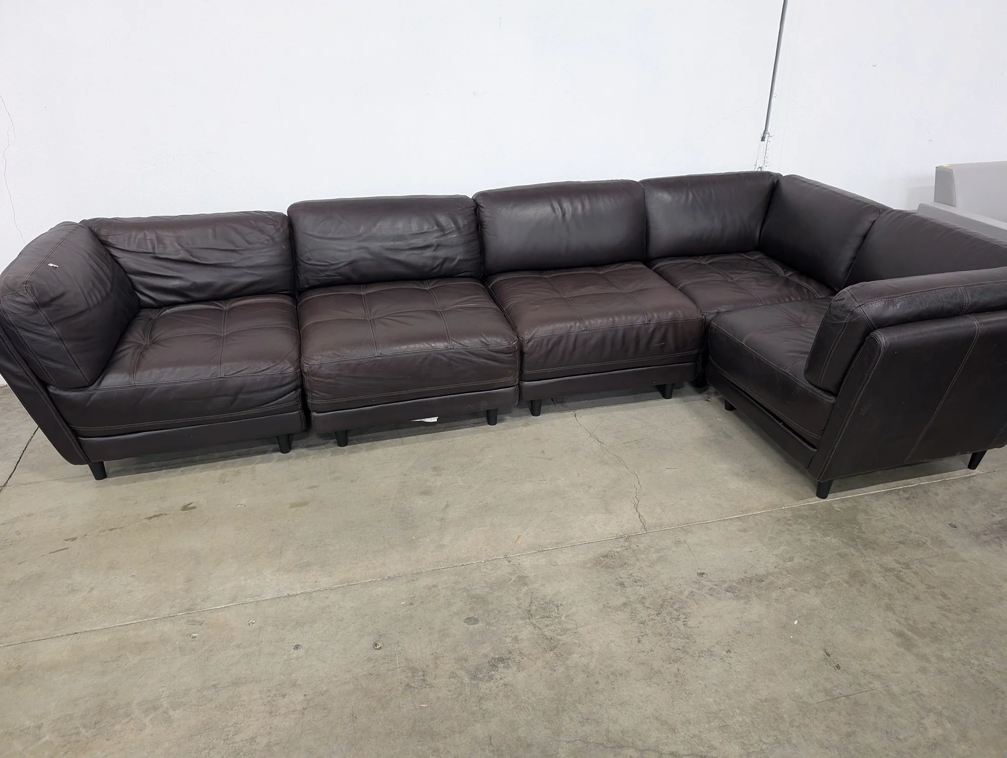 Spacious Dark Brown Leather Modular Sectional Sofa - Image 4