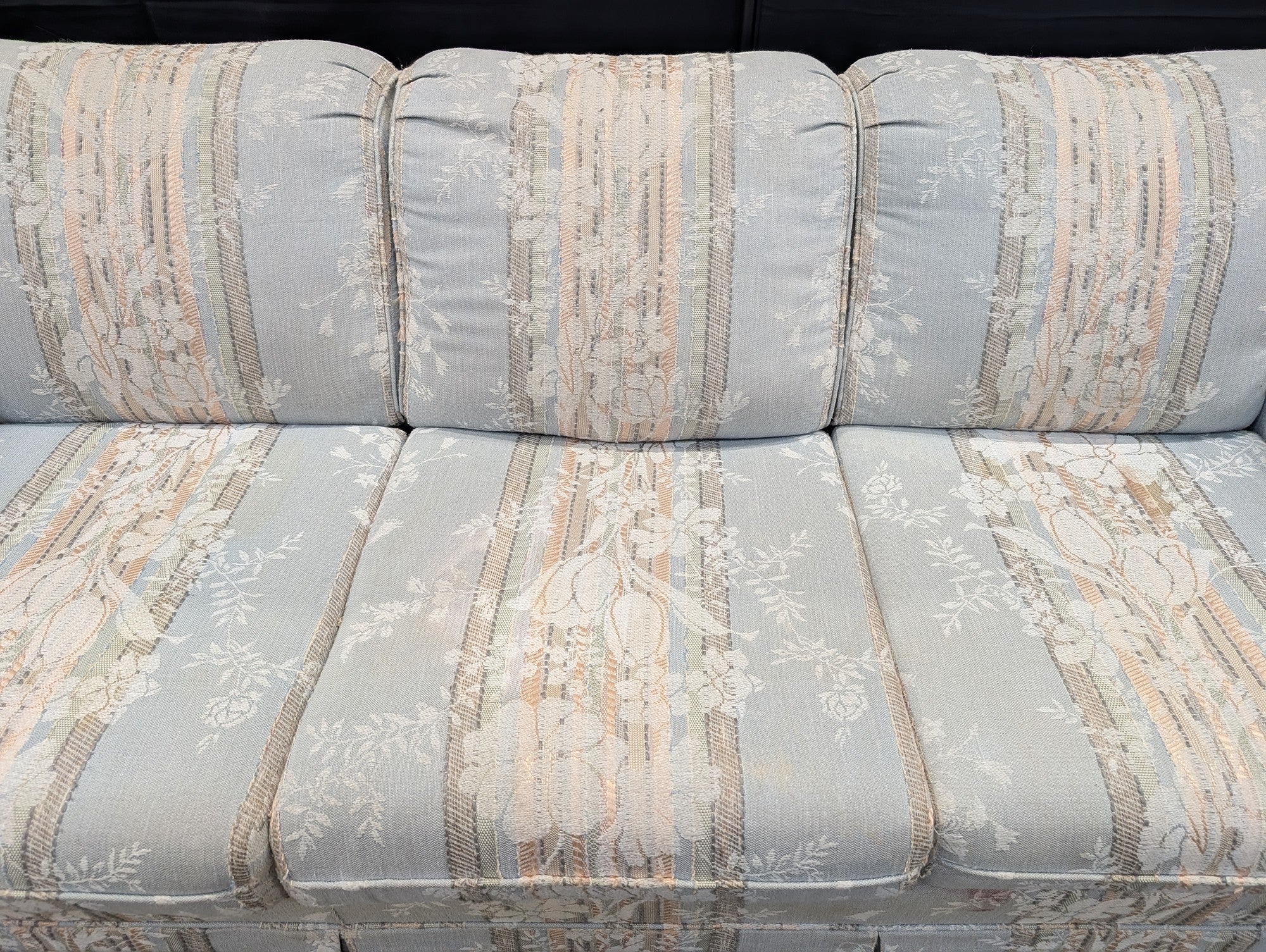 Everton Charming Light Blue Striped Floral Sofa - Image 2