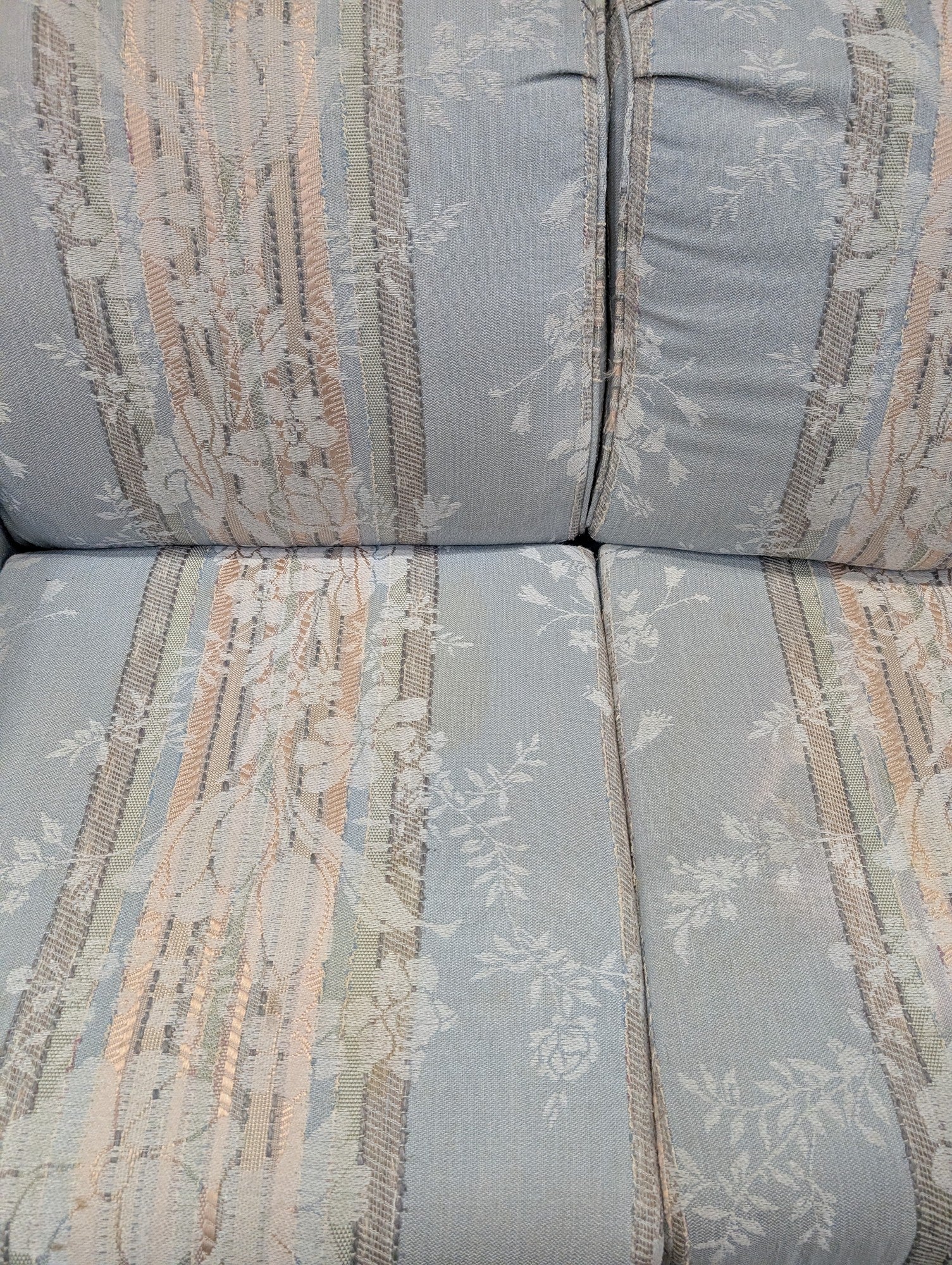 Everton Charming Light Blue Striped Floral Sofa - Image 4