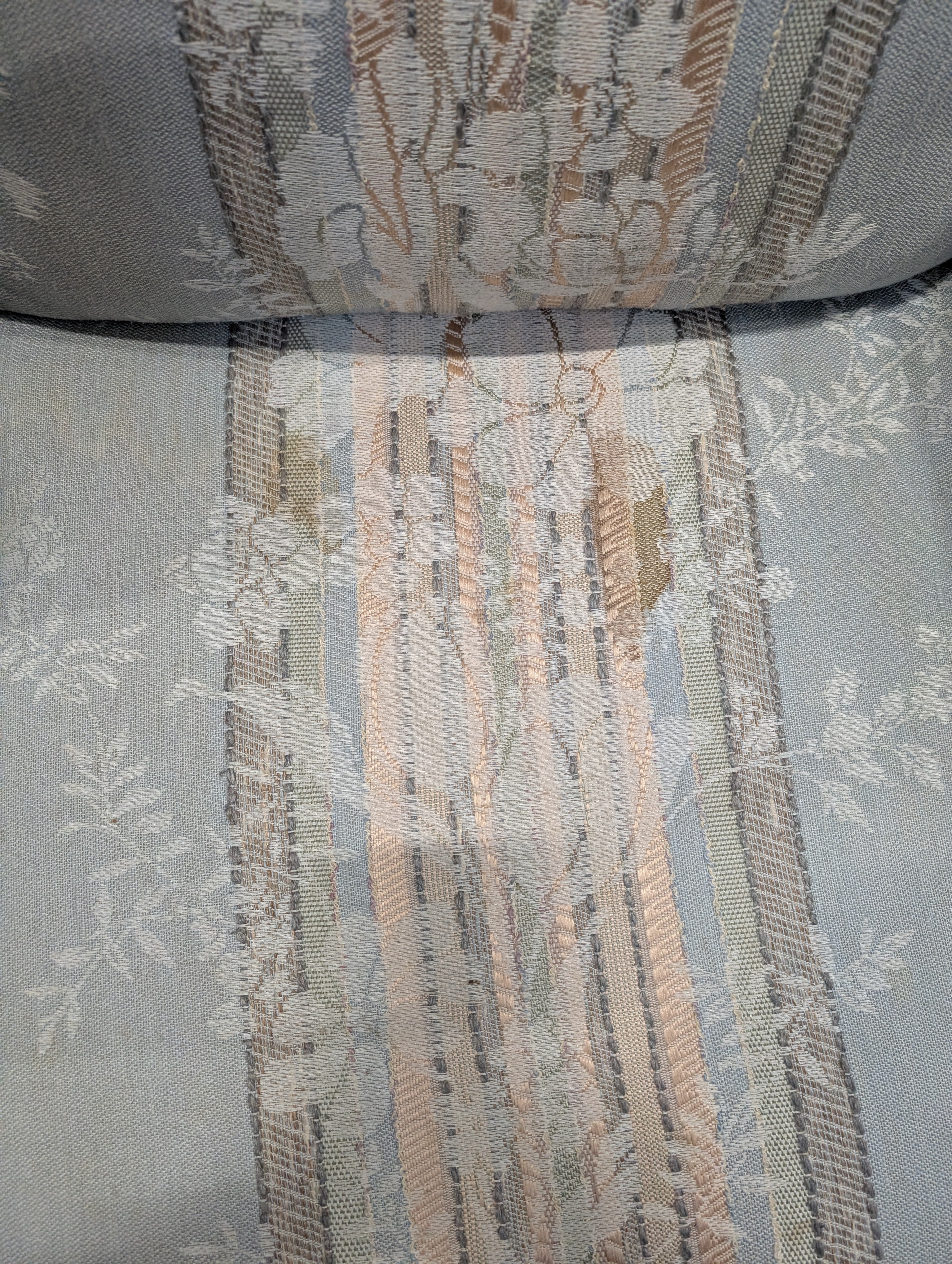 Everton Charming Light Blue Striped Floral Sofa - Image 7