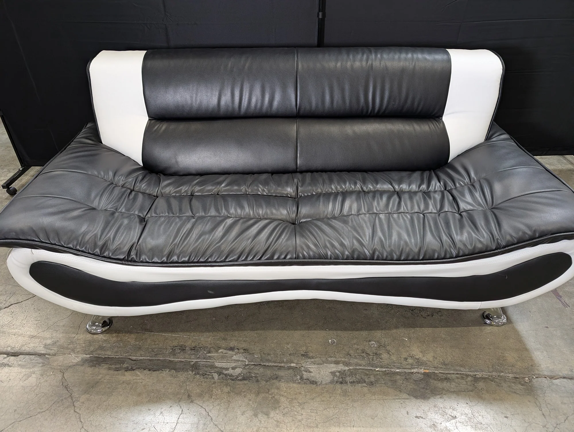 Contemporary Black and White Two-Tone Loveseat Sofa - Image 2