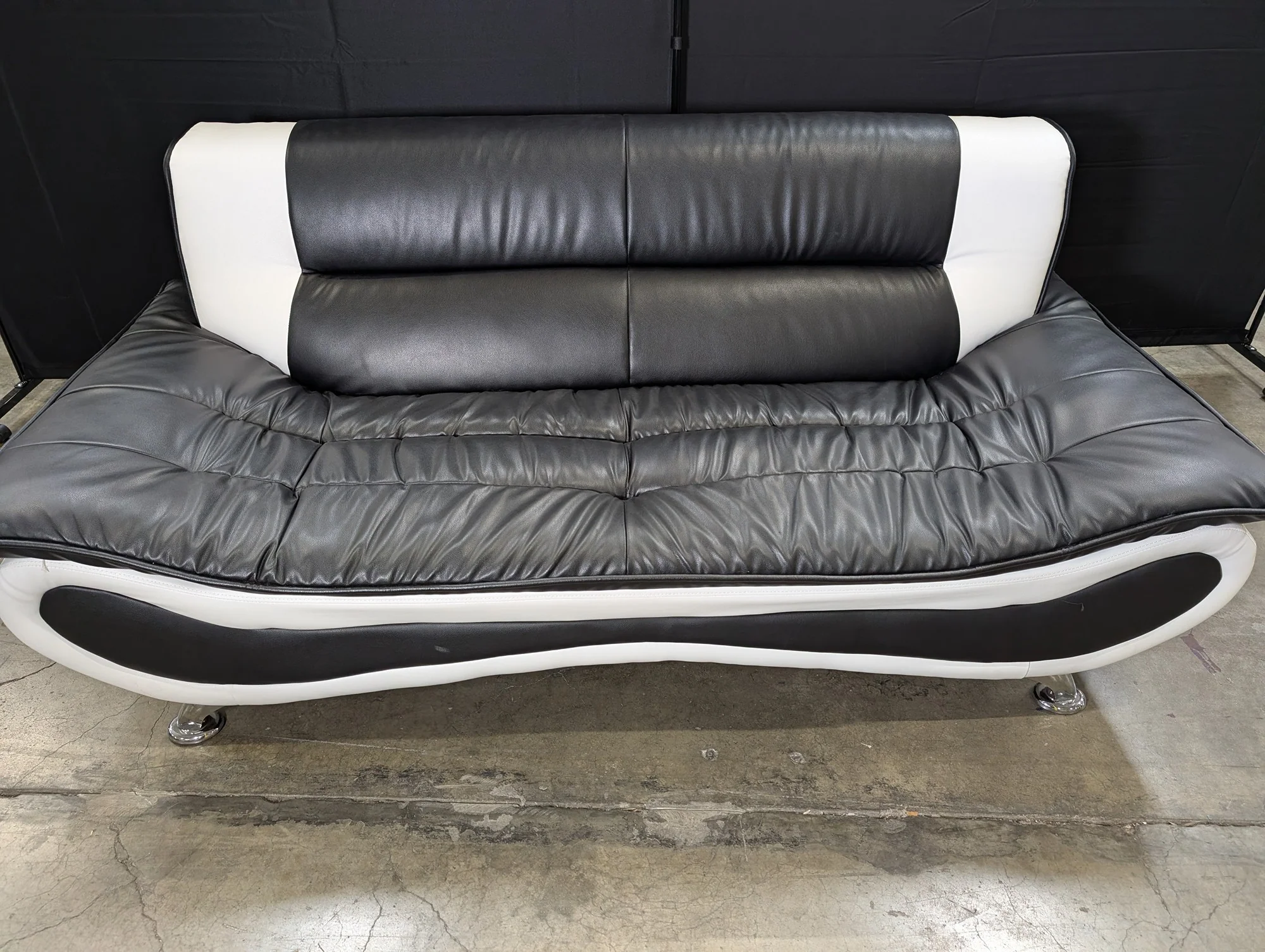 Contemporary Black and White Two-Tone Loveseat Sofa - Image 3