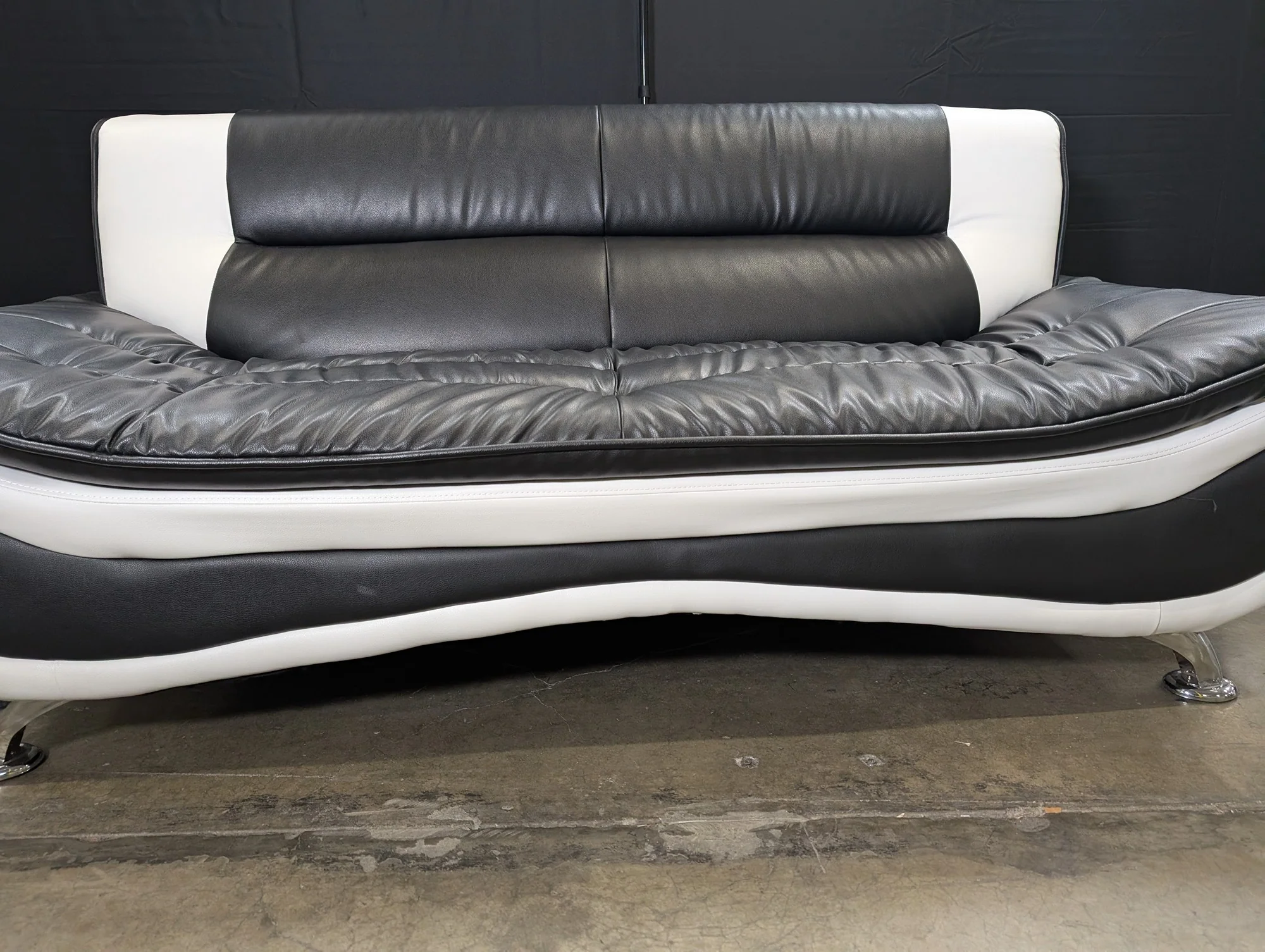Contemporary Black and White Two-Tone Loveseat Sofa - Image 4