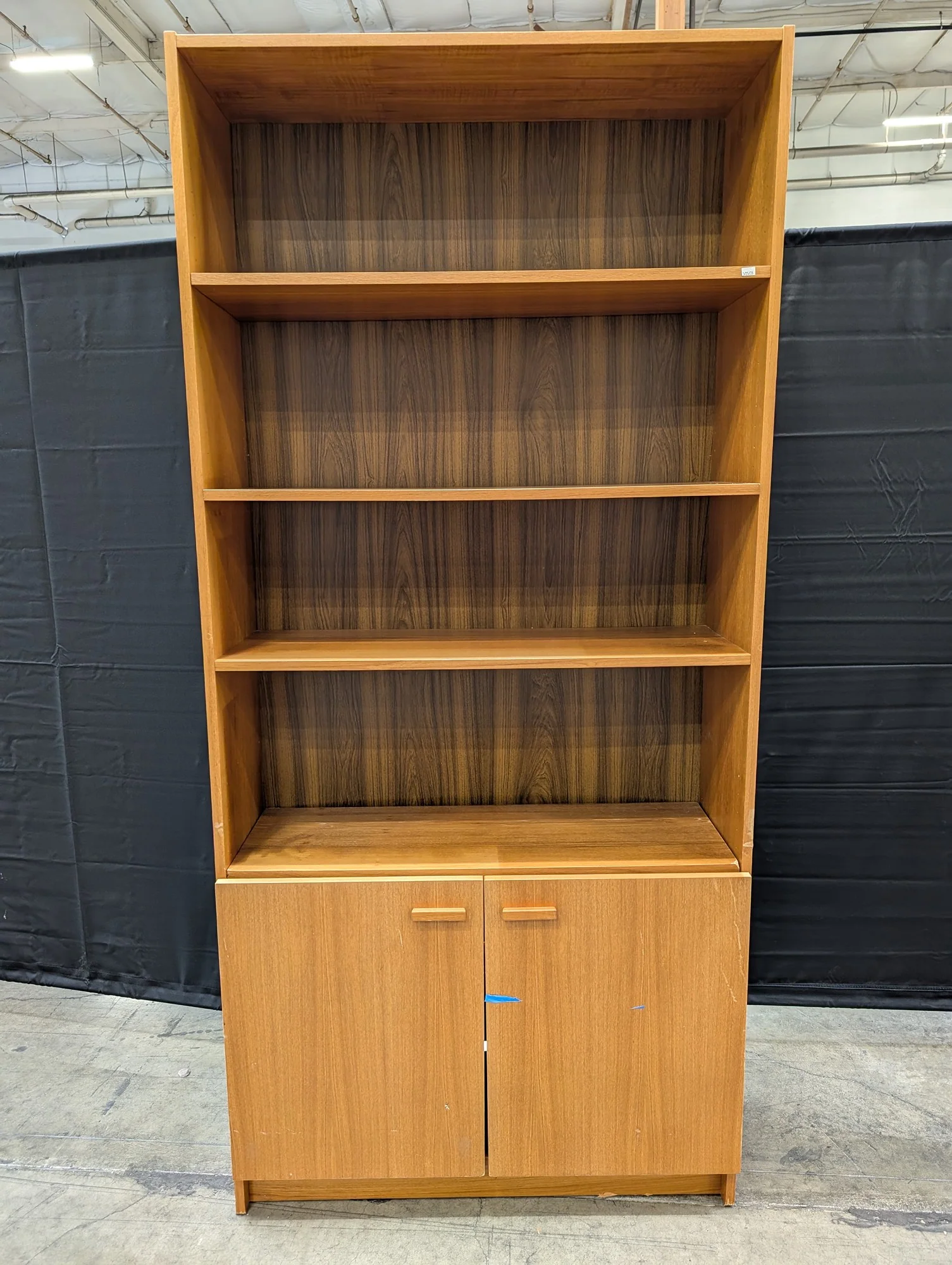 Mid-Century Style Wood Bookcase with Cabinet Storage - Image 2
