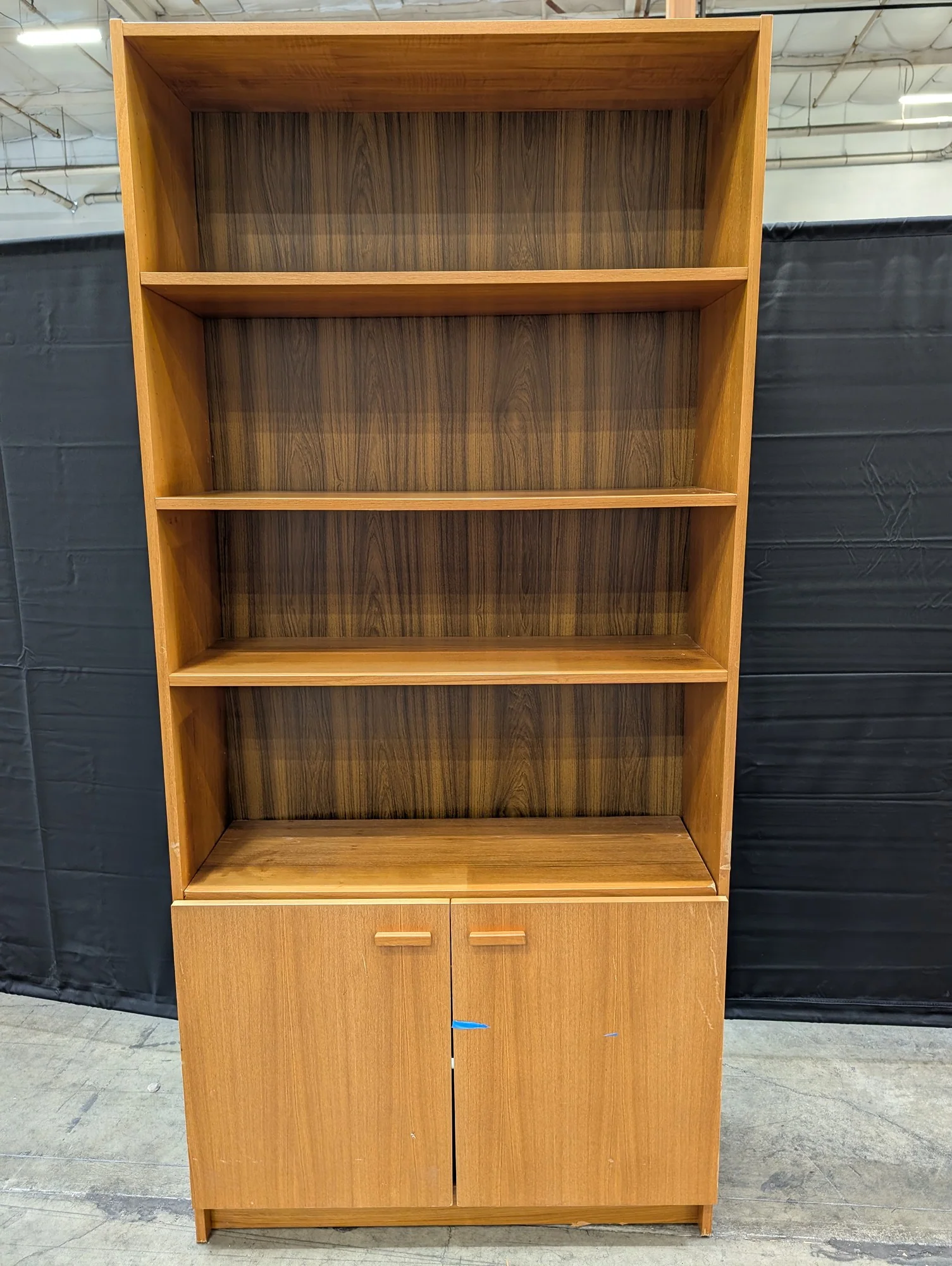 Mid-Century Style Wood Bookcase with Cabinet Storage - Image 3