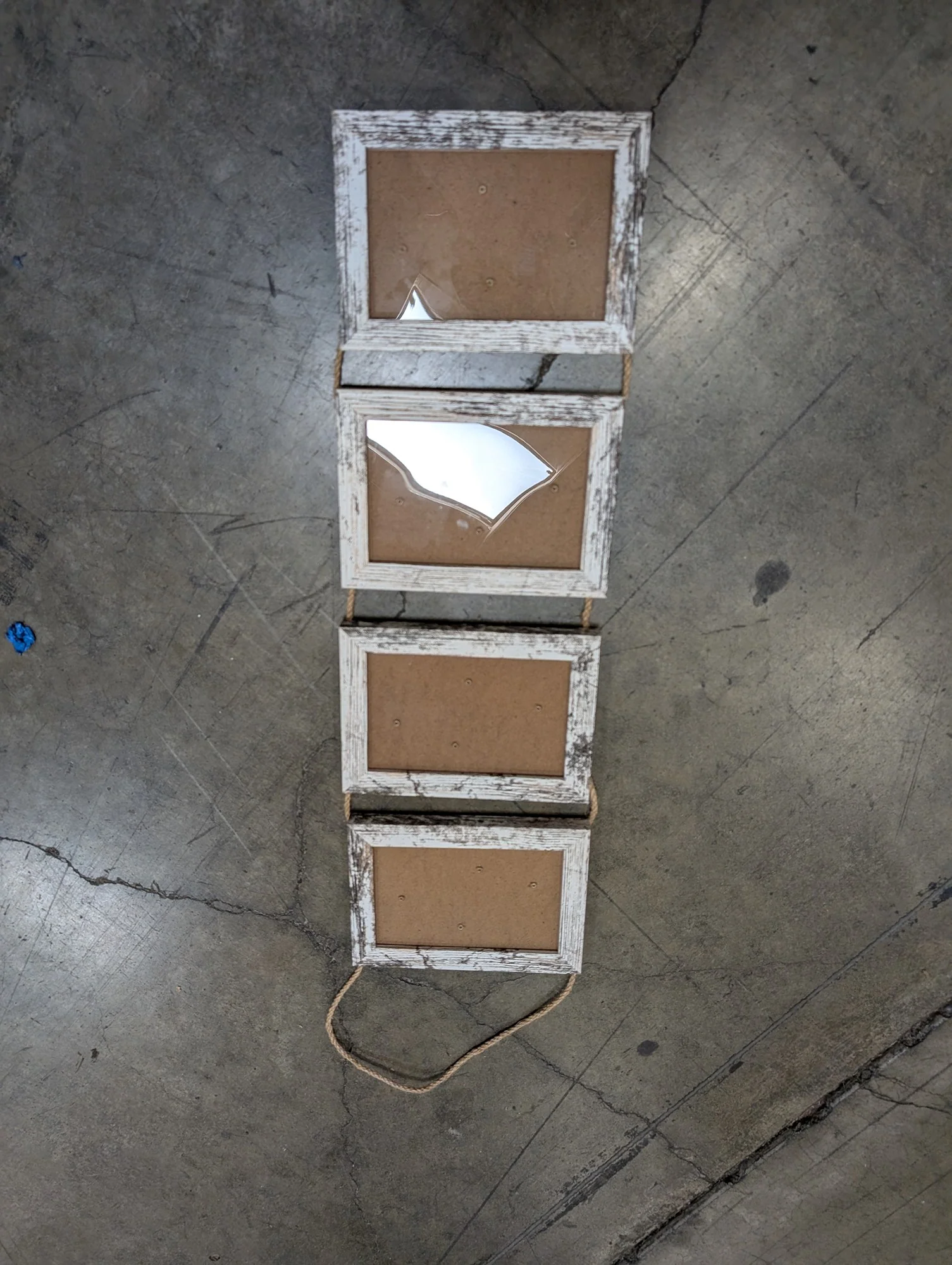 Rustic White Distressed Multi-Opening Photo Frame Hanger