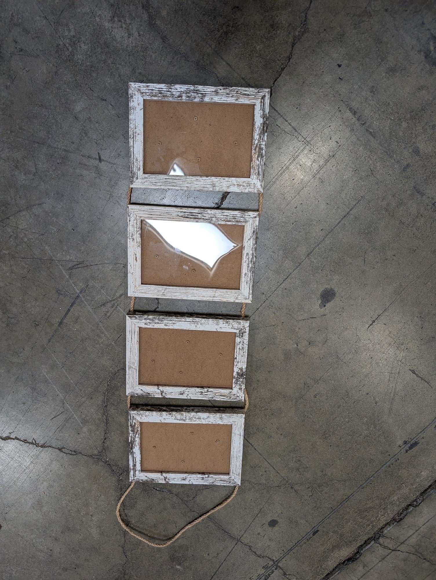 Rustic White Distressed Multi-Opening Photo Frame Hanger - Image 2